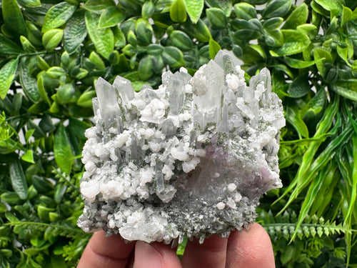 Calcite on Quartz with Amethyst and Chlorite, Bulgaria Mineral Specimen