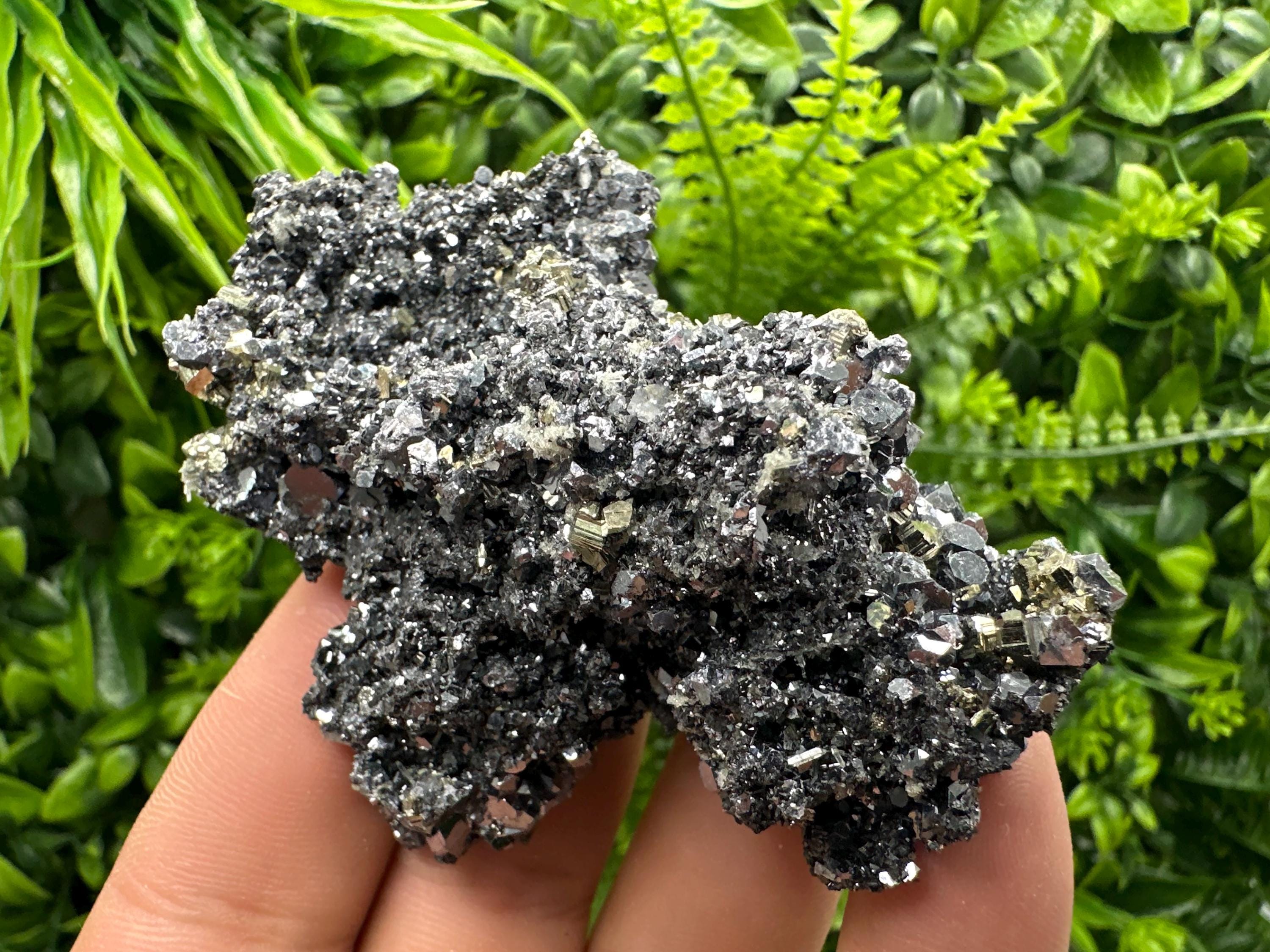 Pyrite on Sphalerite & Quartz, Borieva Mine Mineral Specimen