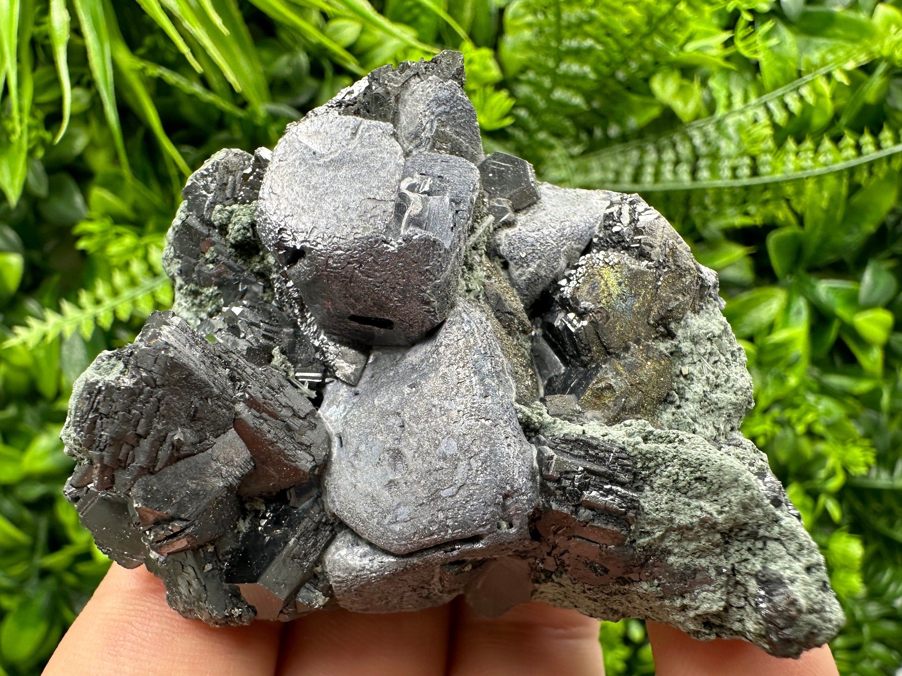 Galena Sphalerite on Chlorite Matrix, Bulgaria Mineral Specimen (6/6/4 cm)