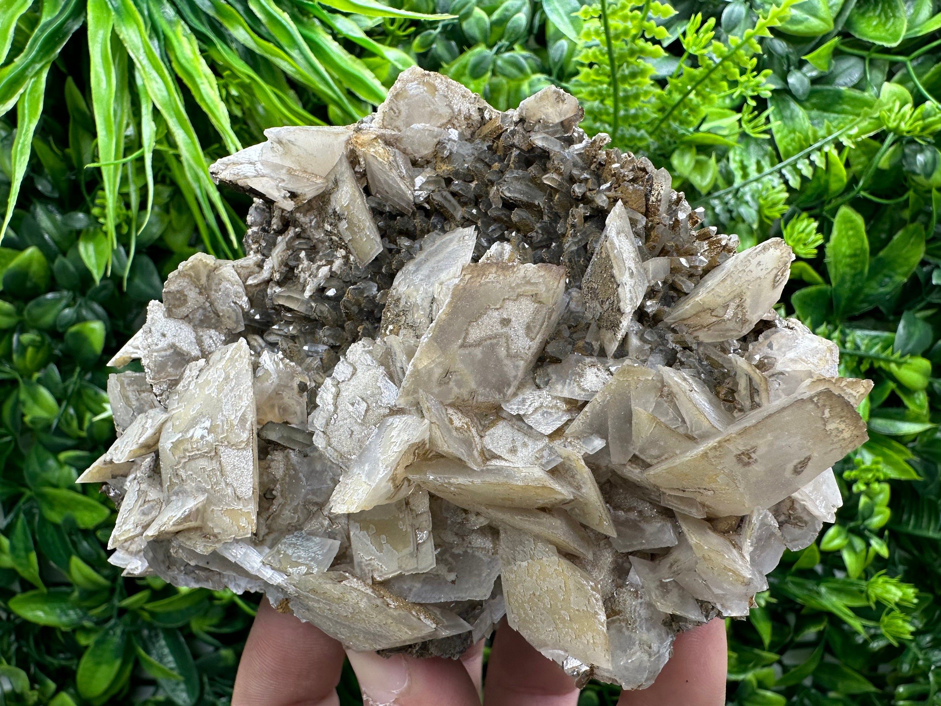Calcite on Quartz with Oxide, Borieva Mine Mineral Specimen
