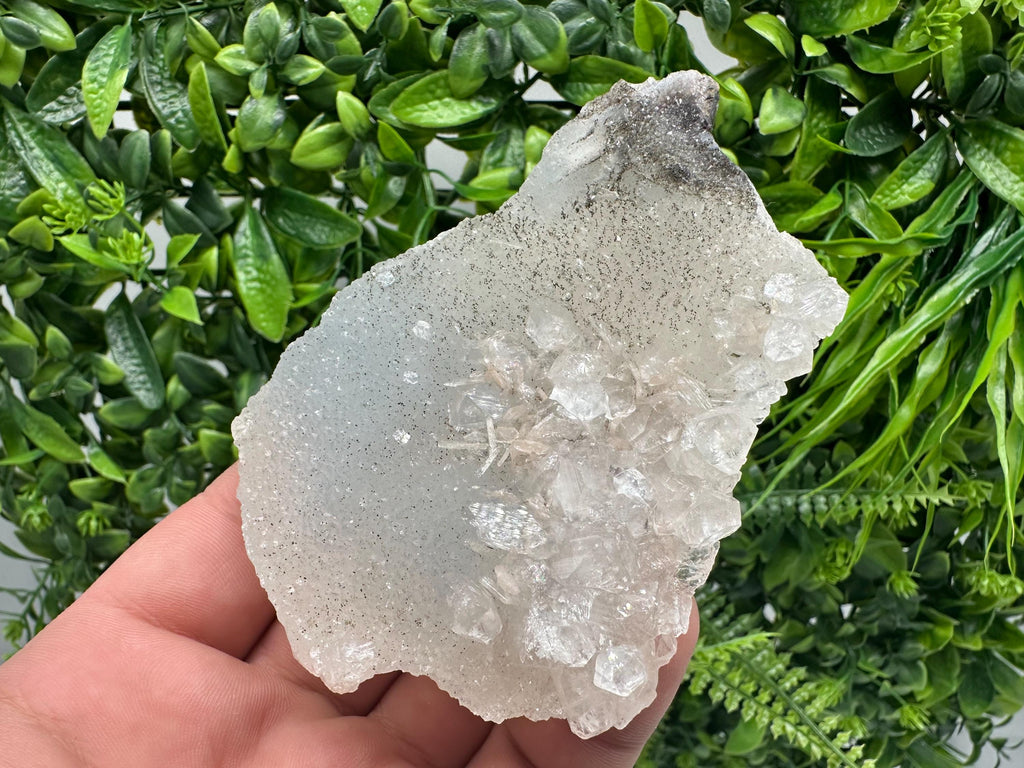 Transparent Apophyllite on Chalcedony, Natural Crystal Specimen, India Minerals