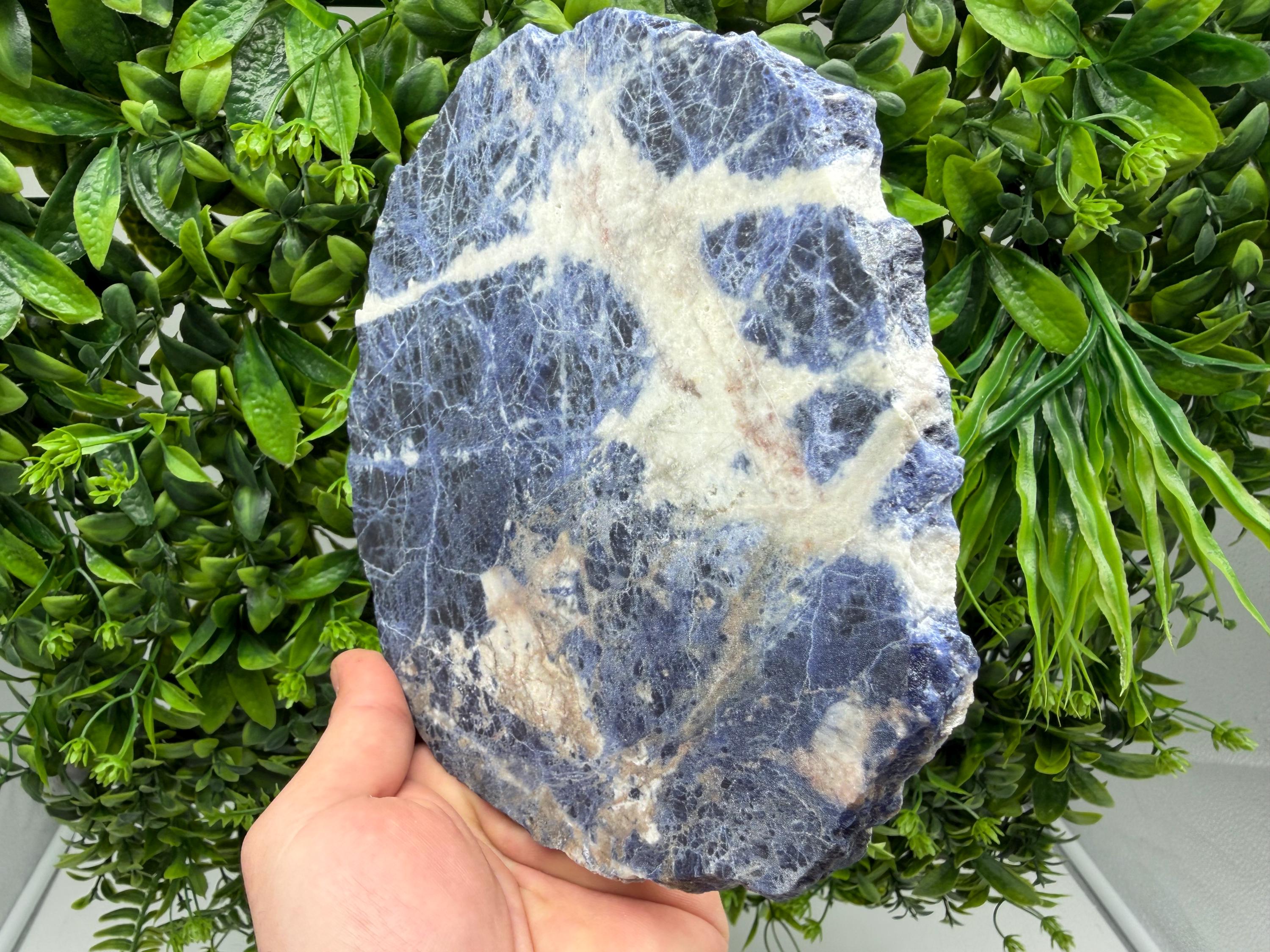 Polished Sodalite Slice – Natural Blue Crystal Slab, Home Decor Accent
