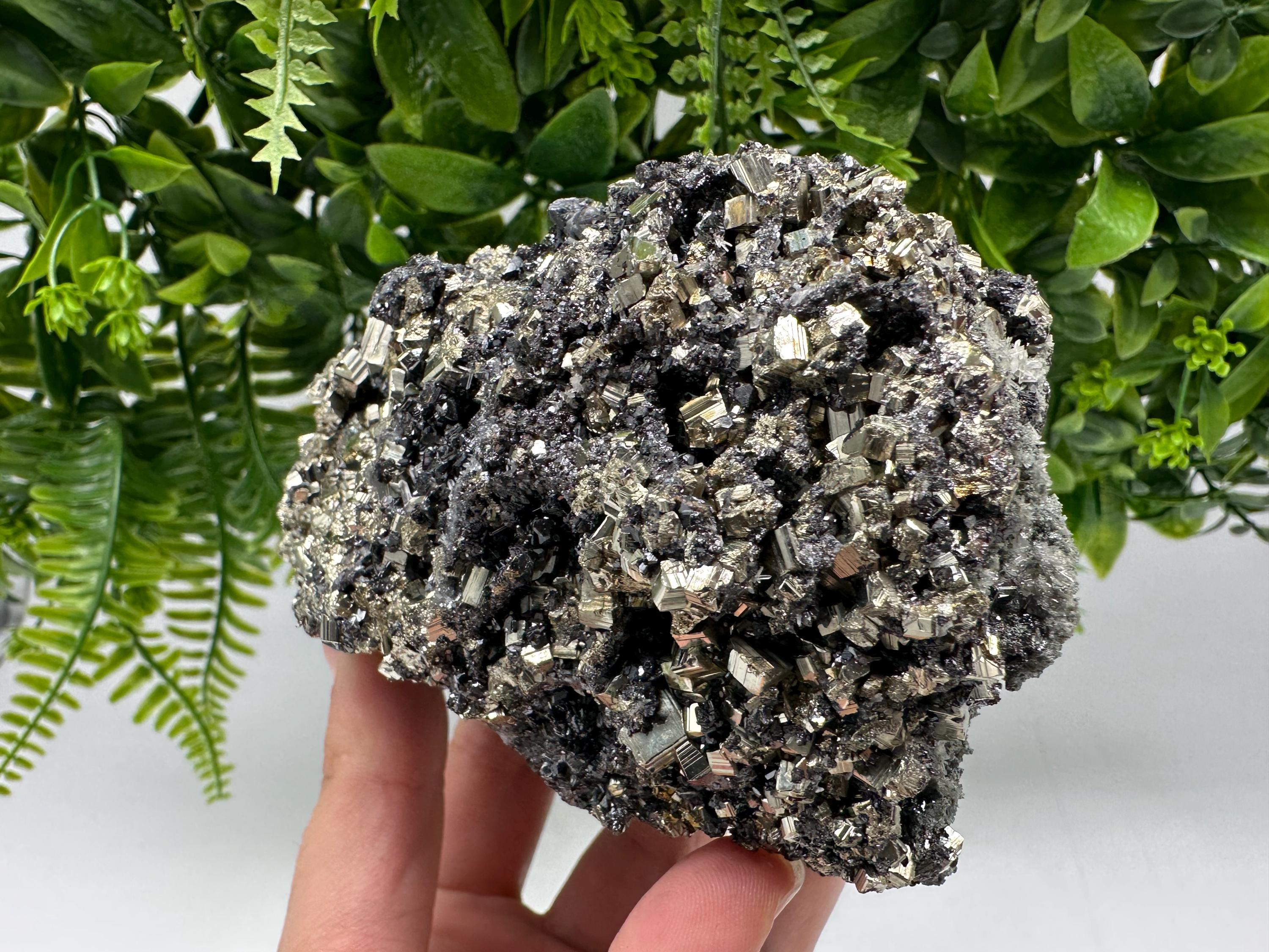 Pyrite on Green Quartz: Rare Mineral Specimen, Borieva Mine