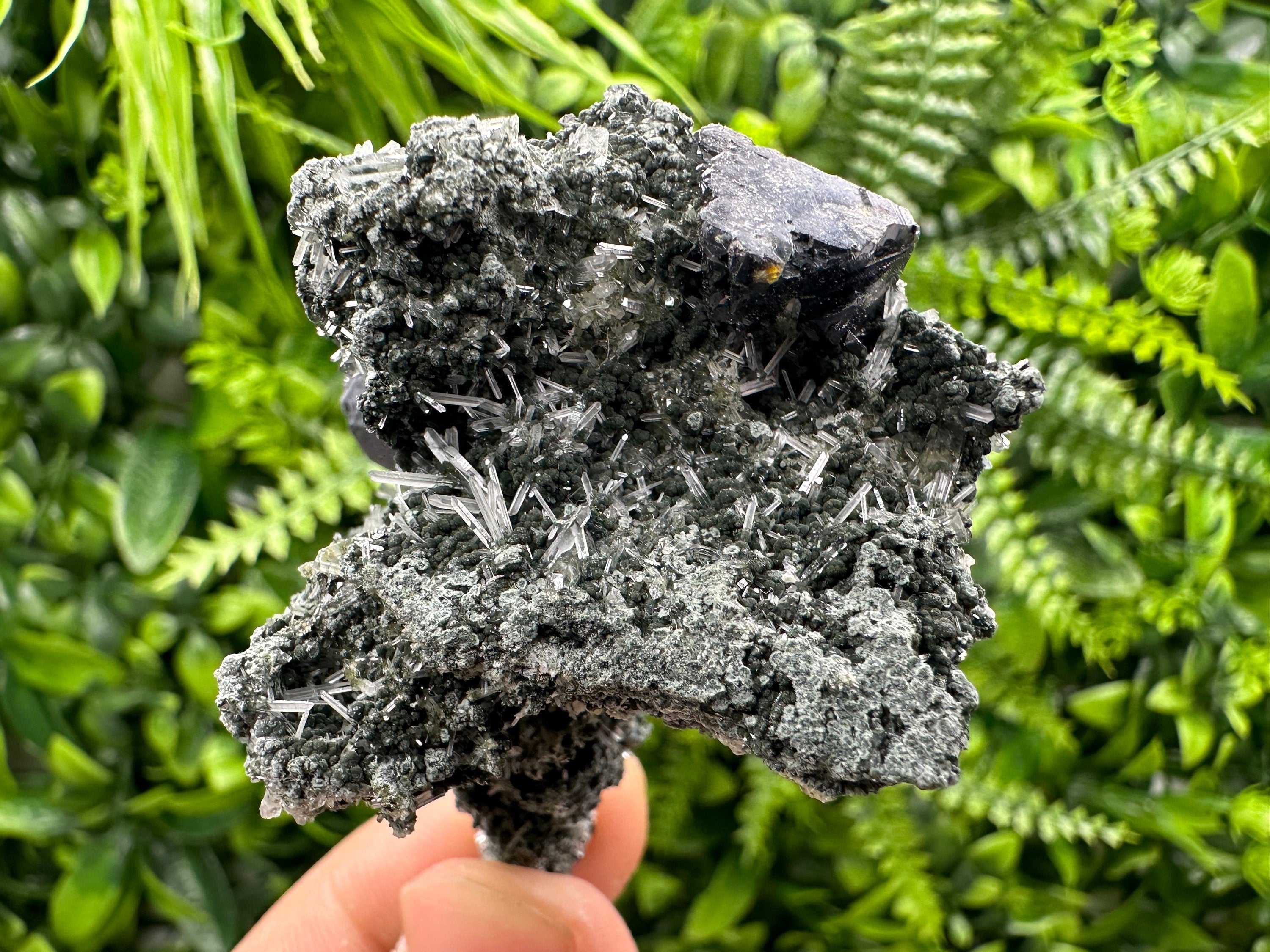 Sphalerite Galena on Green Quartz: Borieva Mine Crystal Decor