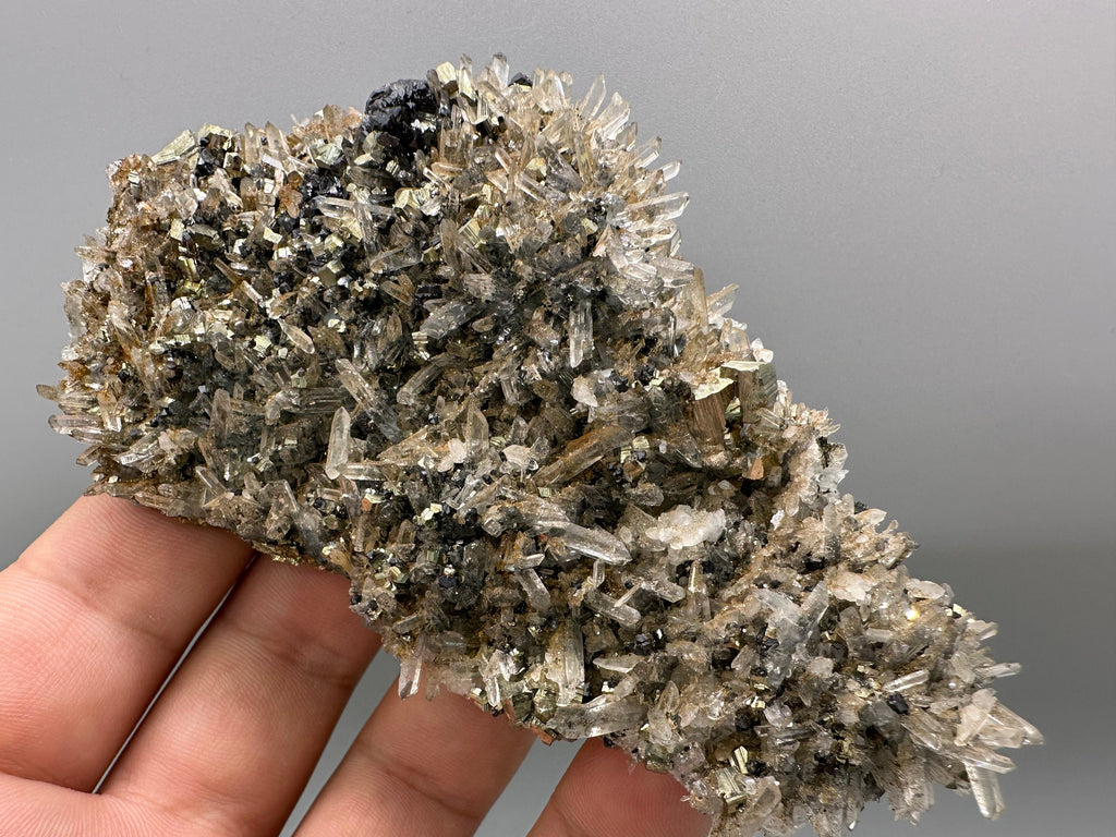 Sphalerite Pyrite on Quartz with Iron Oxide, Bulgaria Mineral Specimen