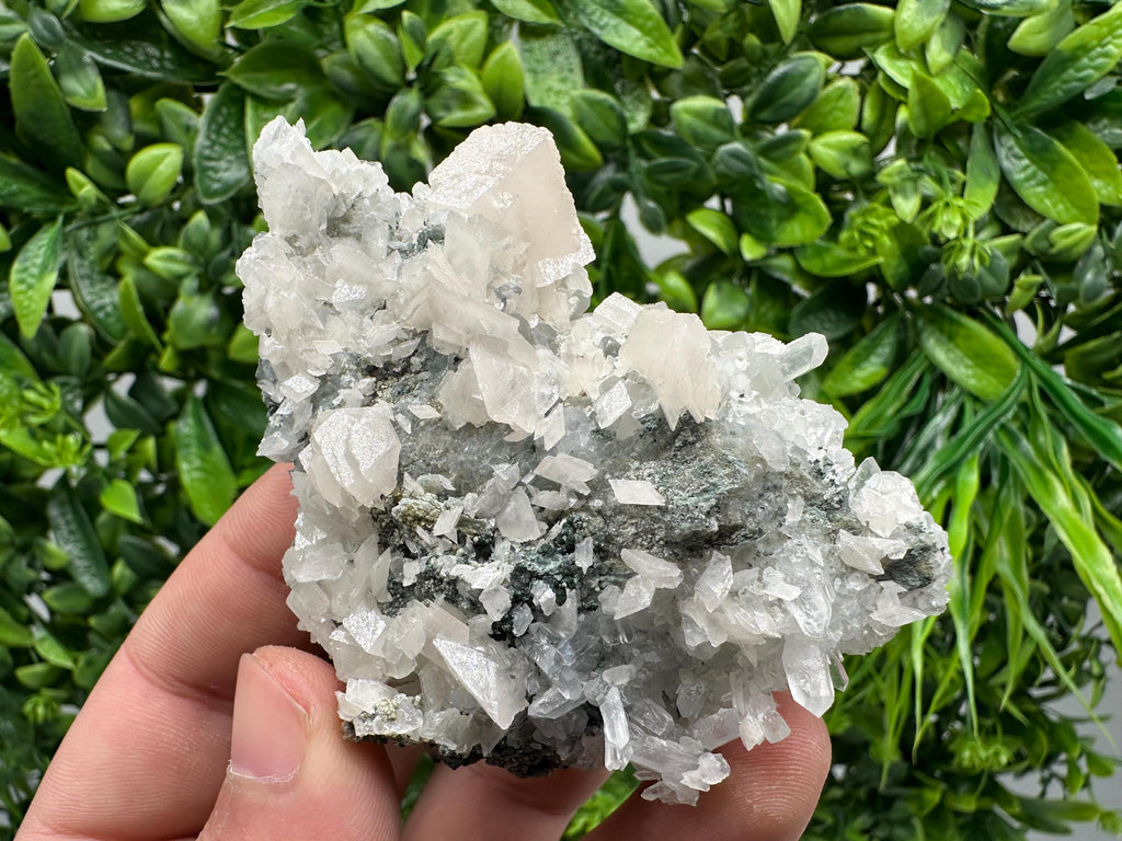 Calcite Quartz Mineral Specimen on Chlorite Matrix, Bulgaria