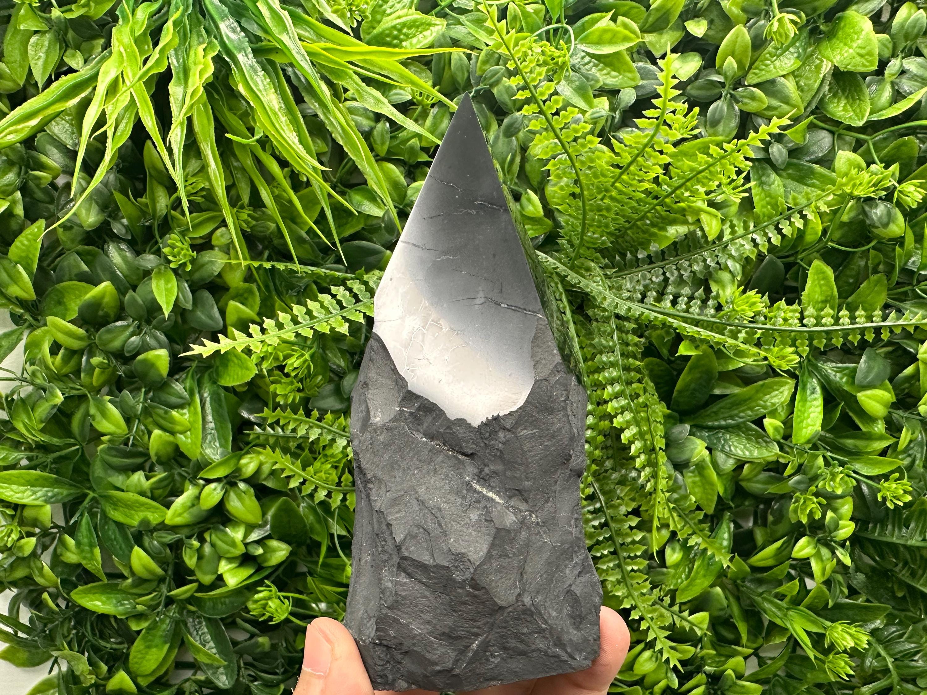 15cm Polished Shungite Crystal: EMF Protection Stone