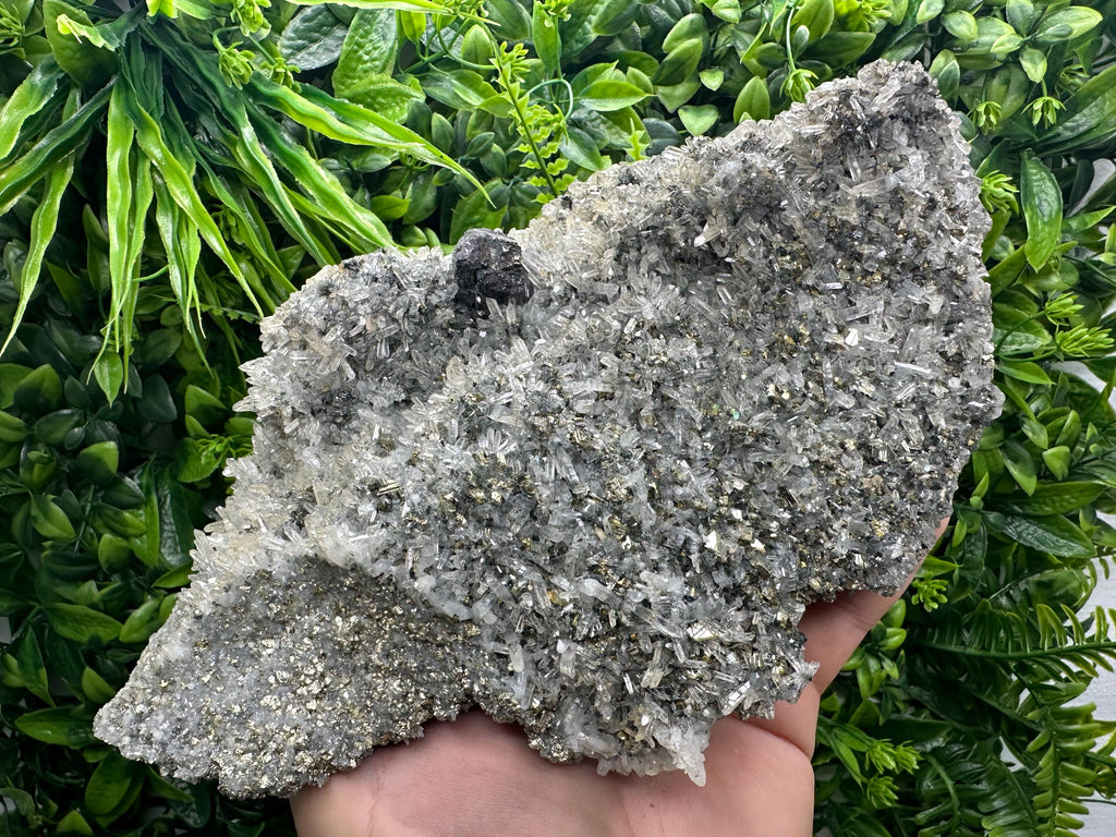 Sphalerite on Quartz with Pyrite, Borieva Mine Mineral Specimen