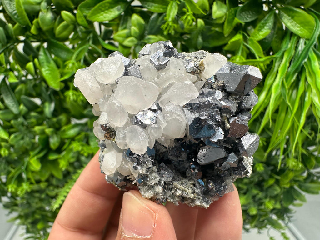Wonderful Shiny Galena,Chalcopyrite on Calcite From Borieva mine,Bulgaria,Natural,collection mineral specimen,gift,home decor crystal,clust