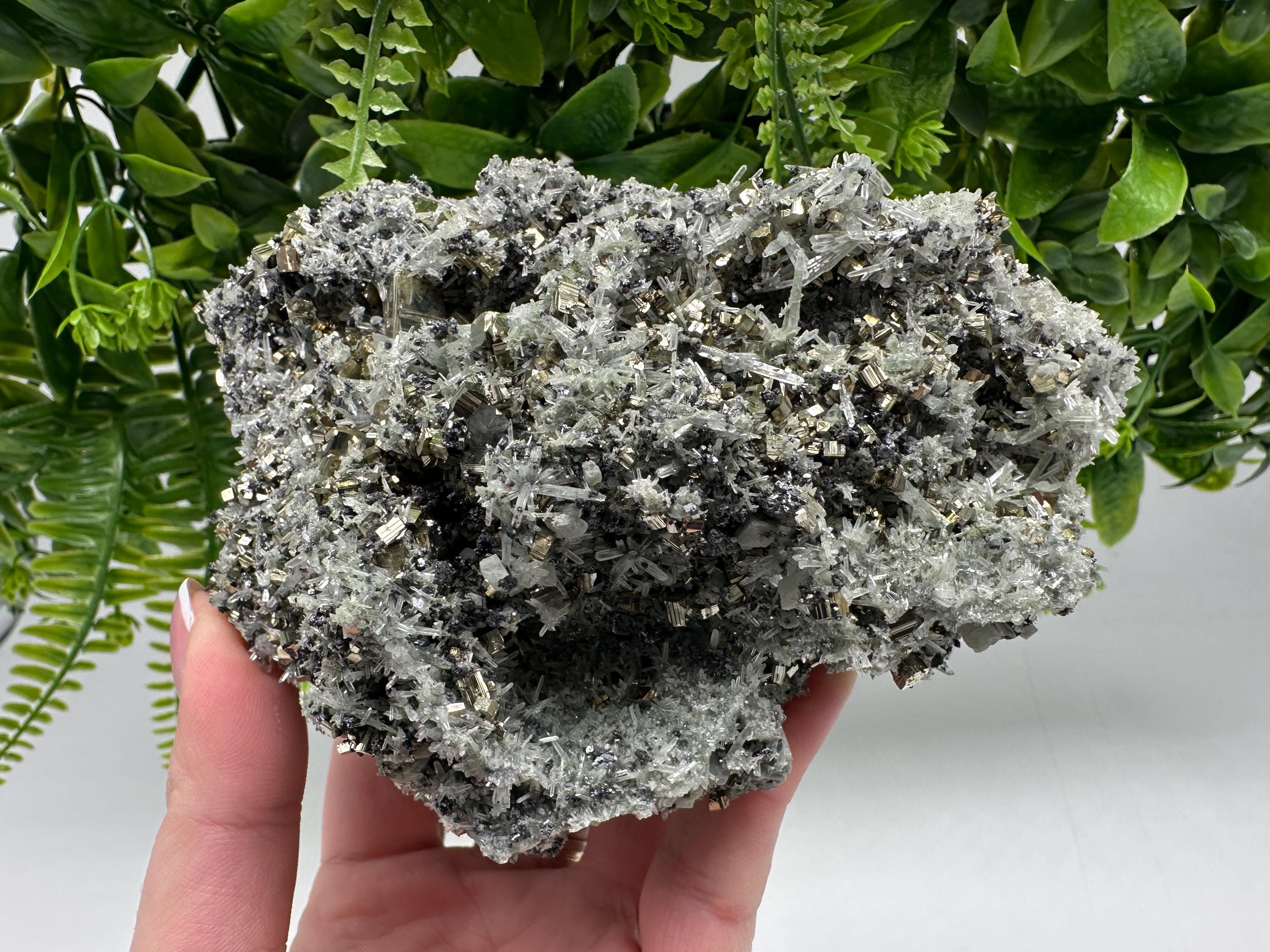 Stunning Pyrite on Quartz,Calcite from Borieva mine,Madan,Bulgaria,natural,collectible mineral specimen,home decor stone,collection crystal