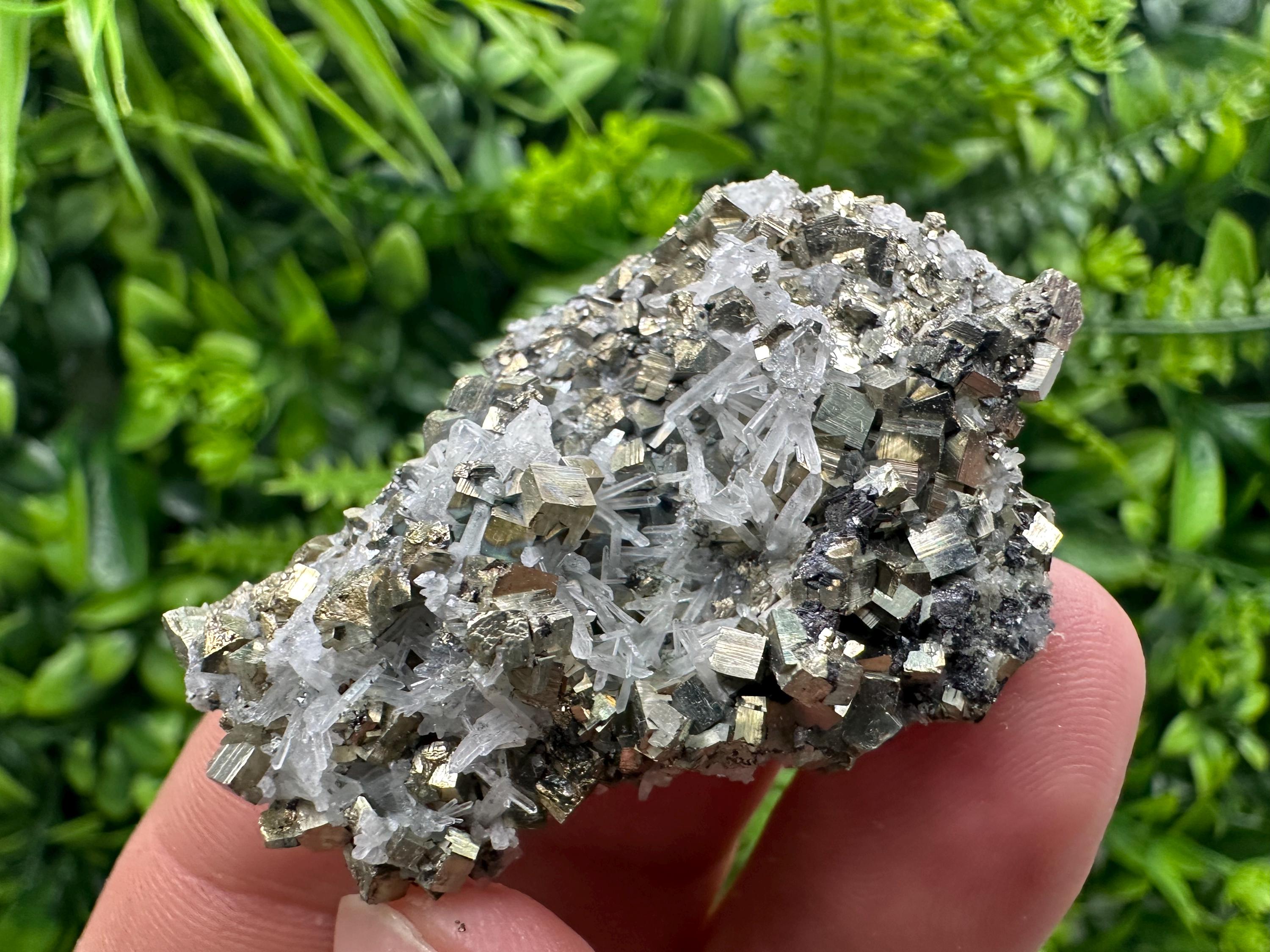Quartz with Pyrite Specimen: Borieva Mine Crystal Decor (5/3.5 cm)