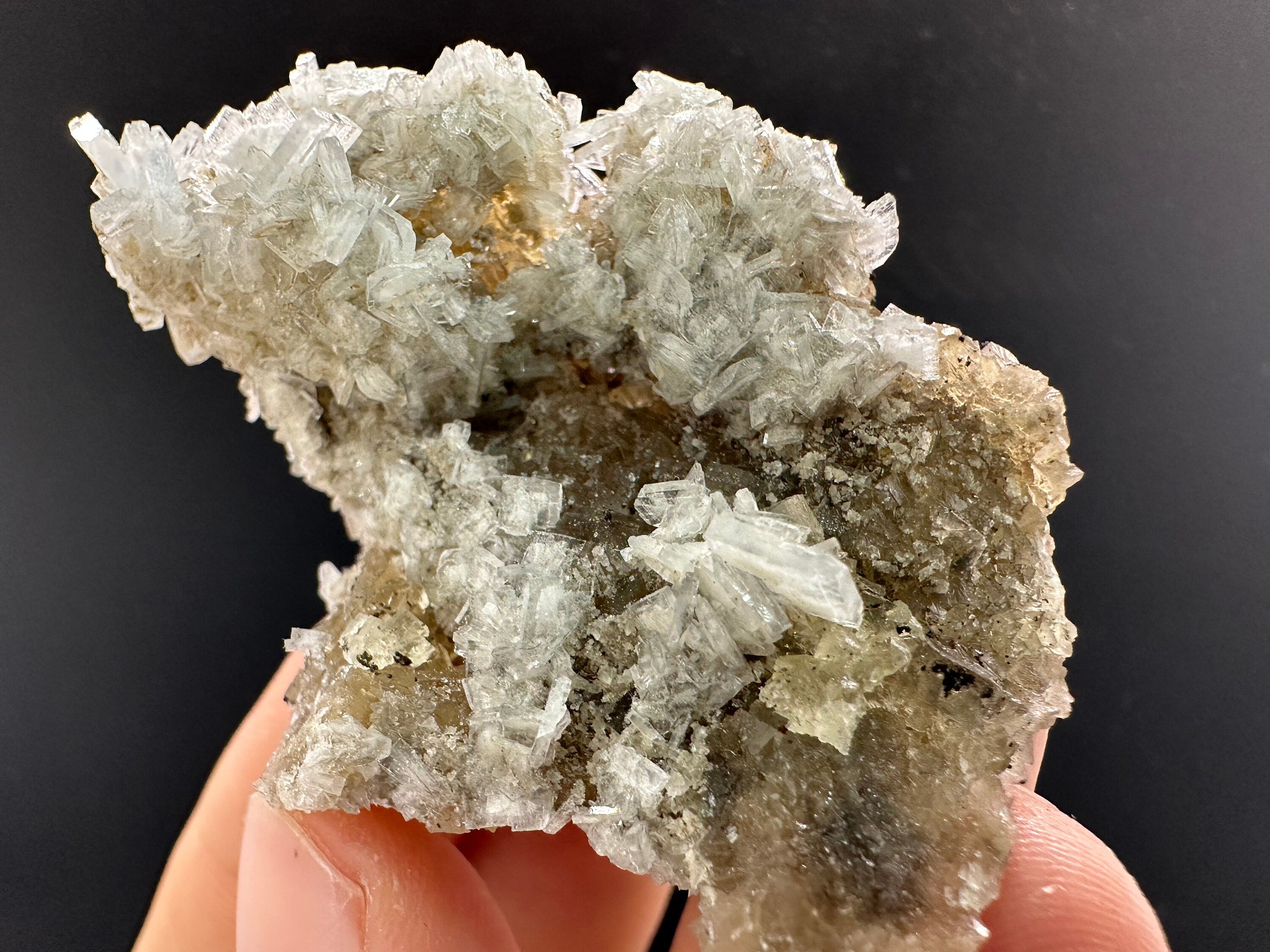 Blue Barite on Yellow Fluorite Mineral Specimen from Spain
