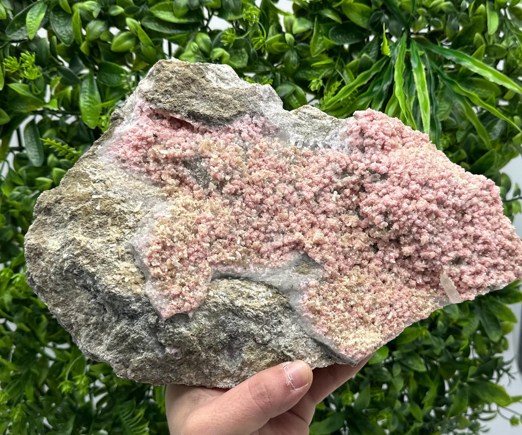 Large Rhodochrosite with Stilbite & Quartz, Bulgarian Mineral Specimen