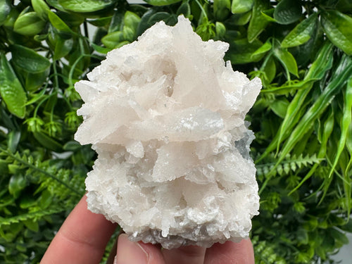 Calcite on Green Quartz: Djurcovo Mine, Bulgaria