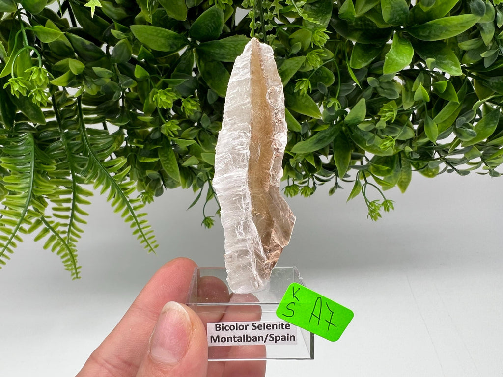 Golden Phantom Selenite Slab: Utah Raw Crystal Wand (3/7.5cm