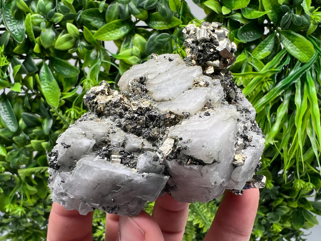 Rare Pyrite on Calcite Specimen, Borieva Mine, Bulgaria