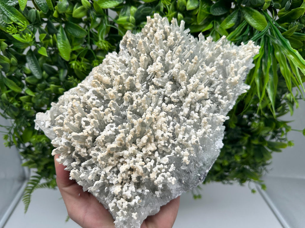 Quartz with Calcite Cluster: Krushev Dol Mine, Bulgaria