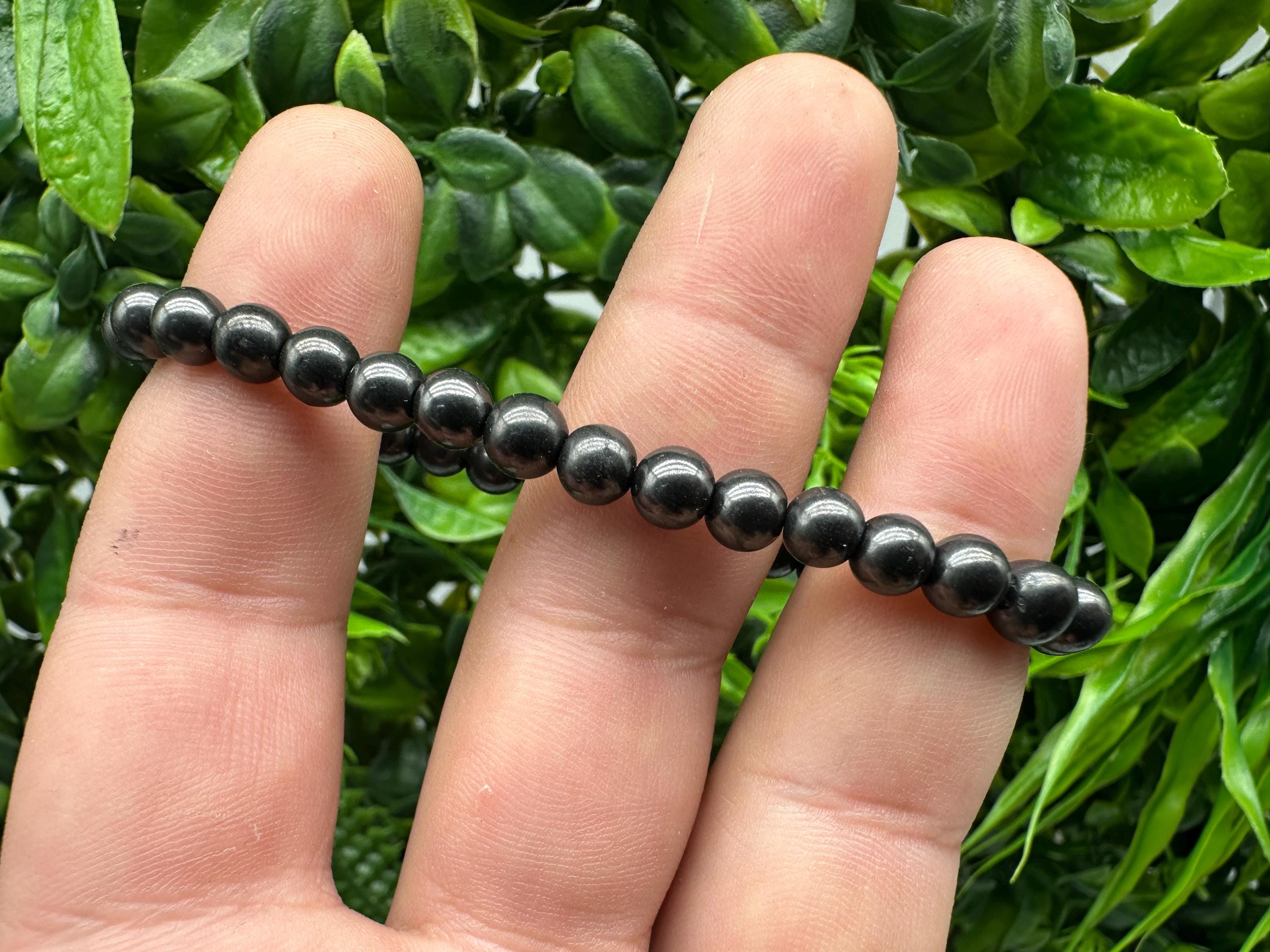 Shungite Bracelet: 6mm Round Gemstone, EMF Protection