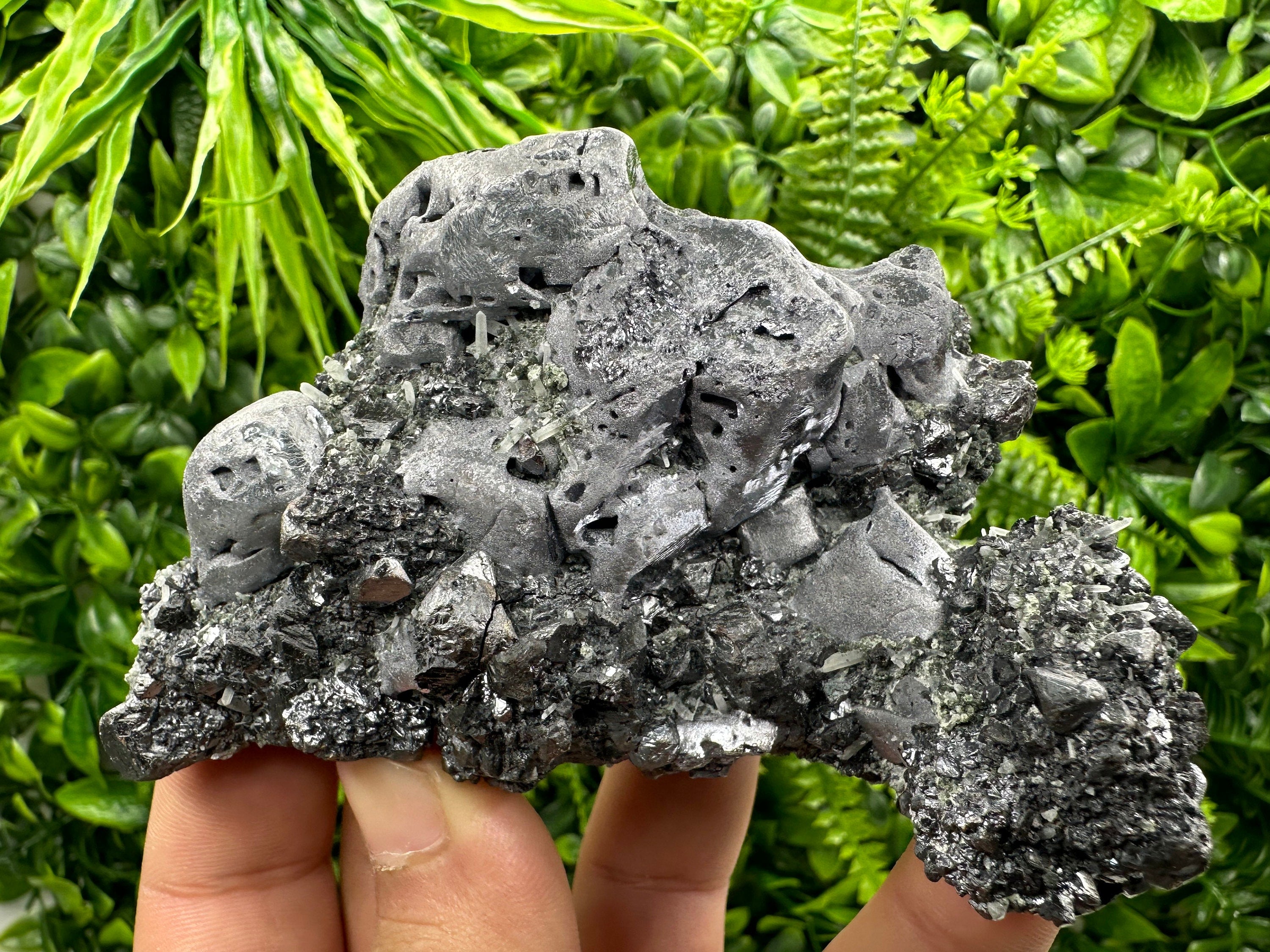 Galena on Sphalerite & Quartz: Natural Crystal Souvenir, Borieva Mine