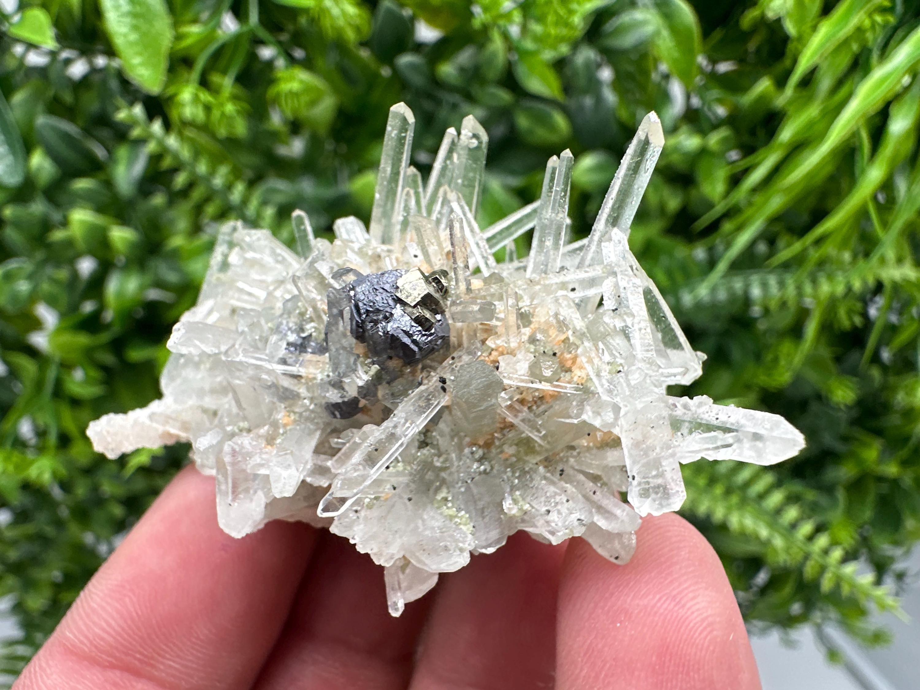 Quartz with Epidote Mineral Specimen, Borieva Mine, Bulgaria