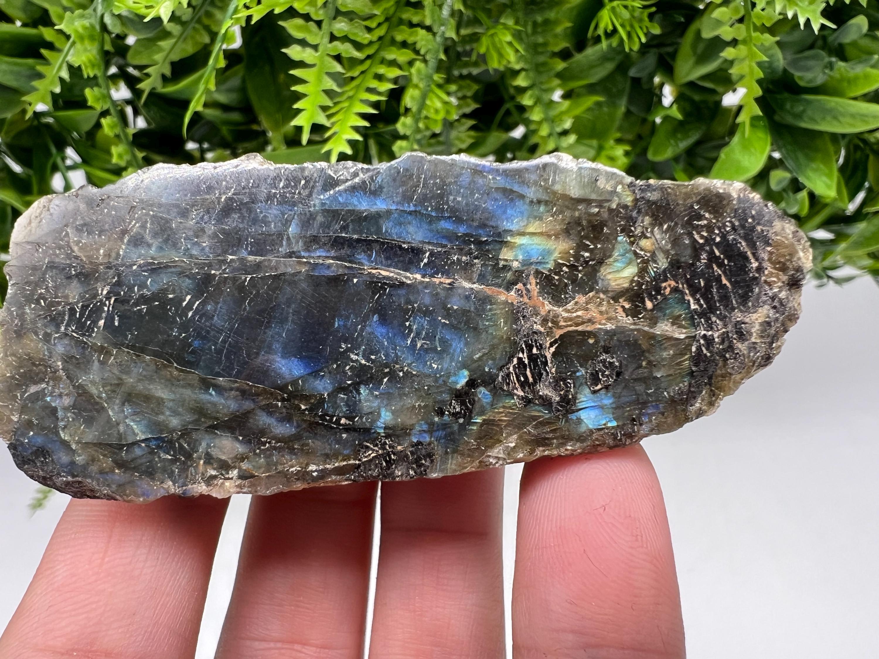 Polished Labradorite Slab: Multifire Crystal Decor - 8/3/3 CM