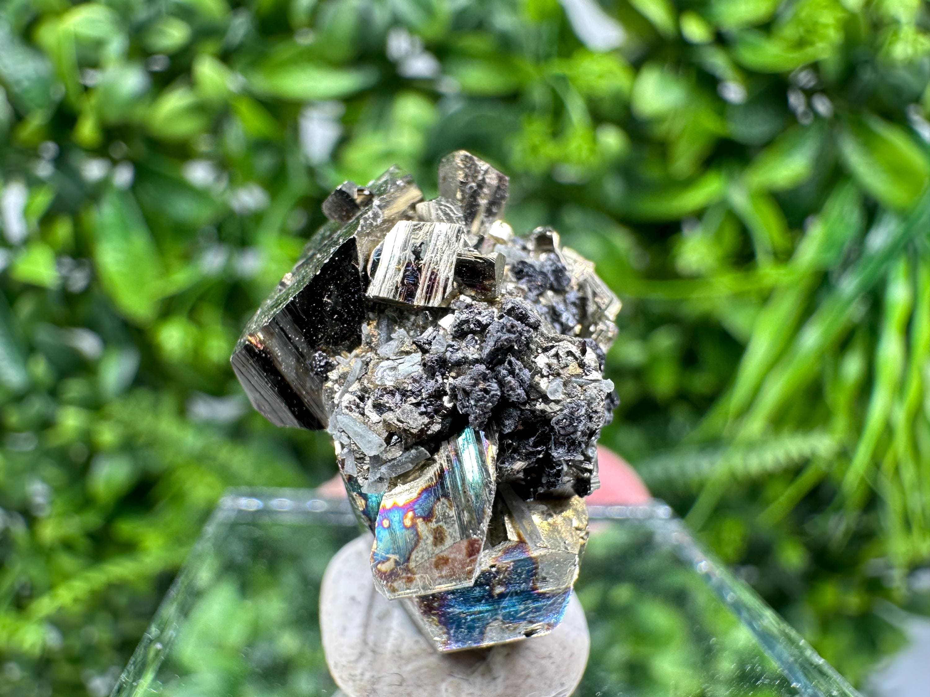 Rare Rainbow Pyrite Cluster: Borieva Mine, Bulgaria