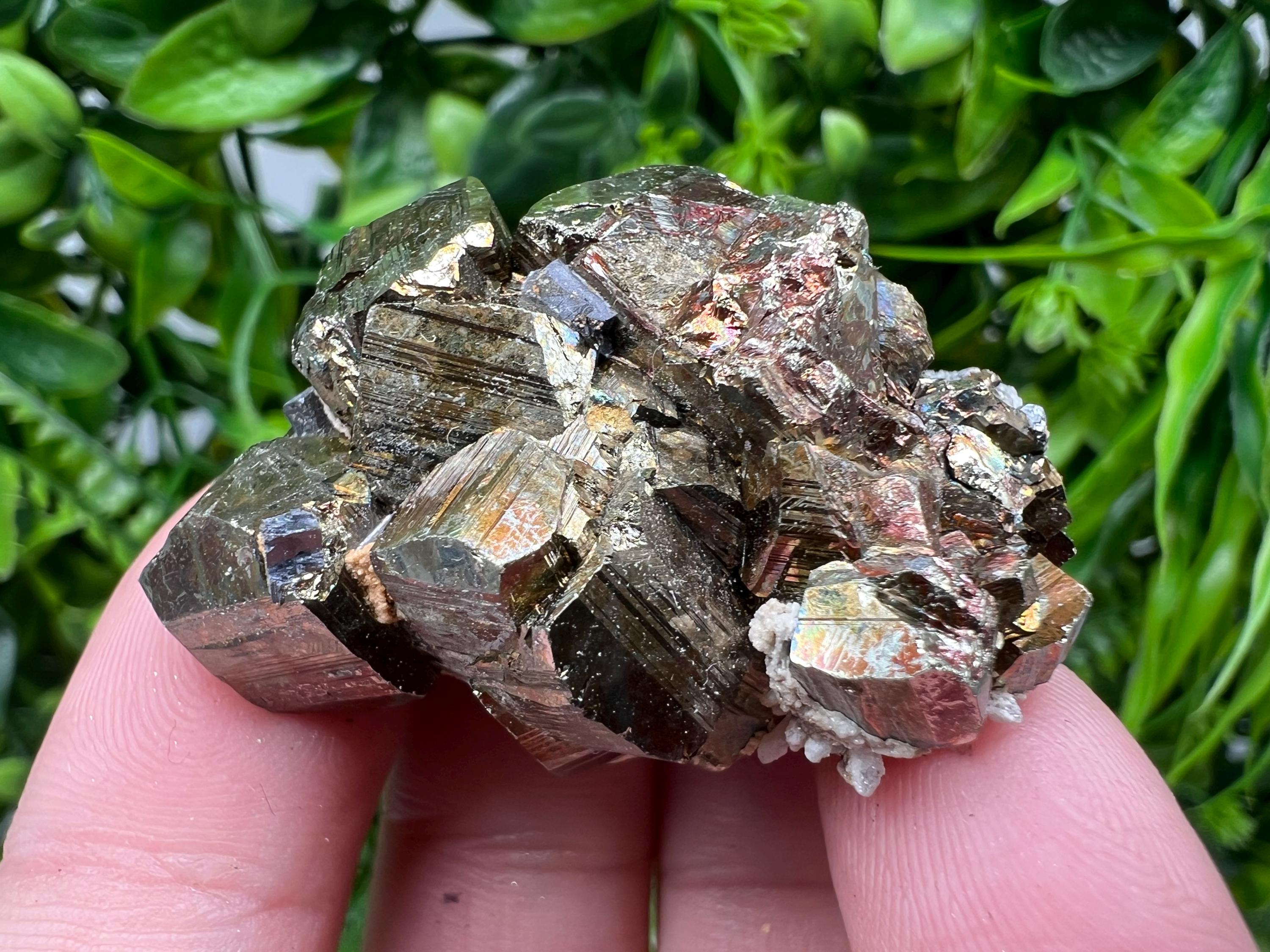 Rainbow Pyrite with Calcite, Borieva Bulgaria Crystal