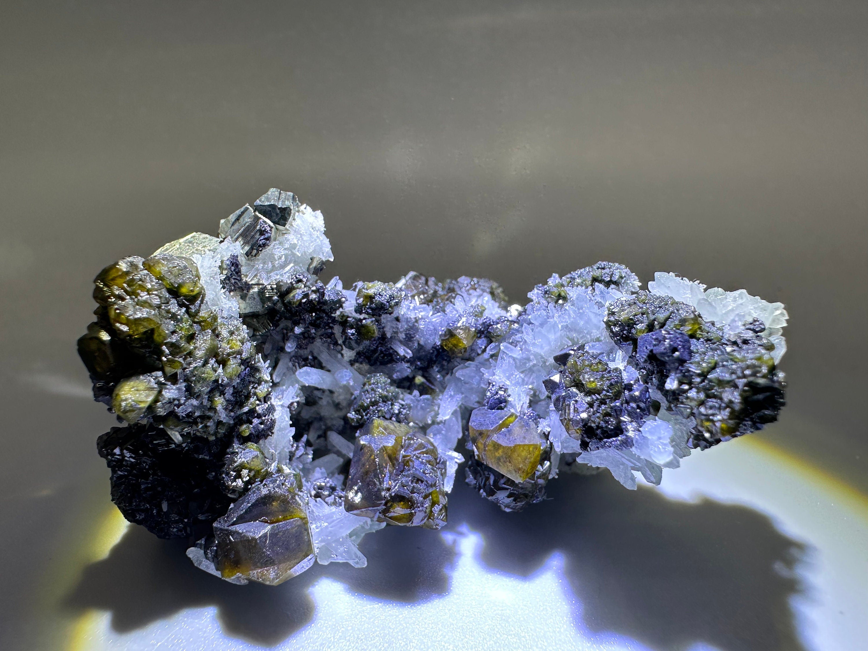 Cleiophane Sphalerite, Pyrite and Quartz Mineral Specimen
