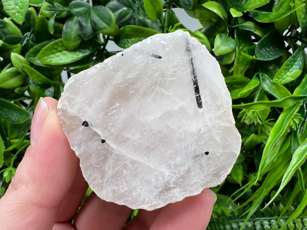 Polished Quartz Slab with Black Tourmaline Crystal