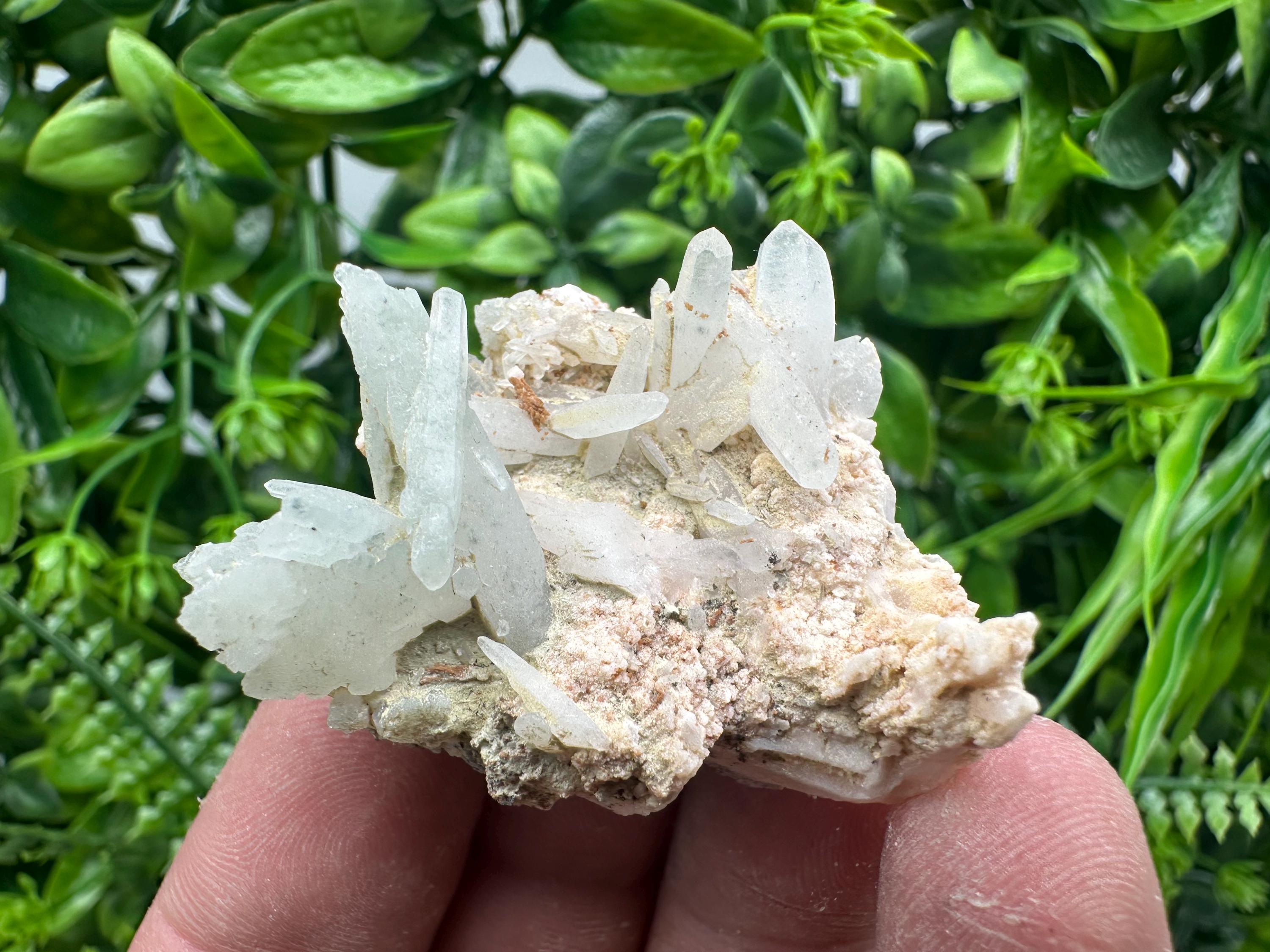 Green Quartz on Rhodochrosite Matrix, Madan Bulgaria Mineral Specimen