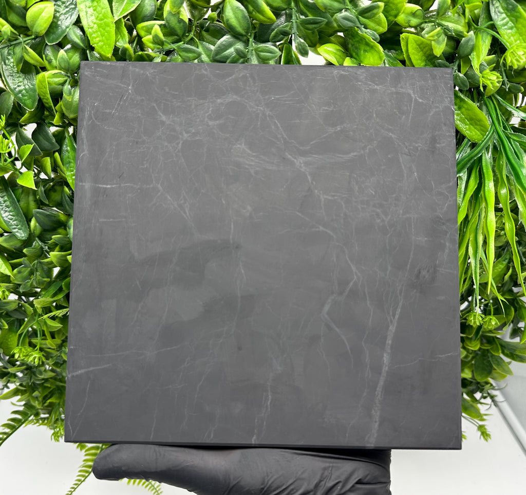 ONE(1) Original shungite TILLE20/20cm.from Russia(Karelia)Unpolished with rounded edges,Shungite Plate | Shungite Tille with certificate