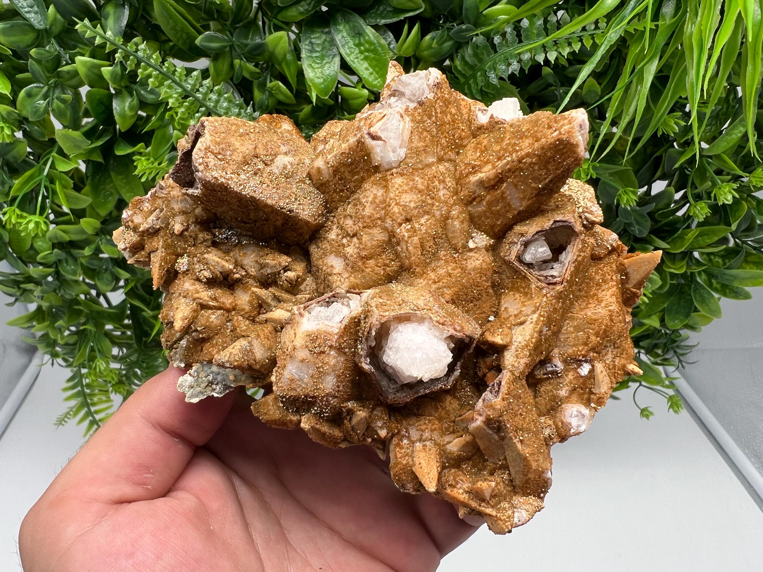 Stunning Brown Rhodochrosite on Calcite,Chalcedony,from Djurcovo mine,Bulgaria,natural collection mineral specimen,home decor crystal,gift