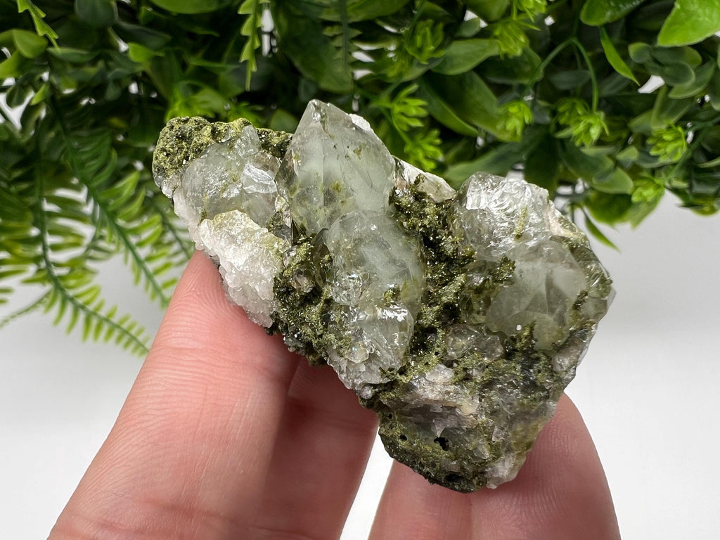 Rare Green Epidote with Quartz Crystal Cluster, Eastern Anatolia