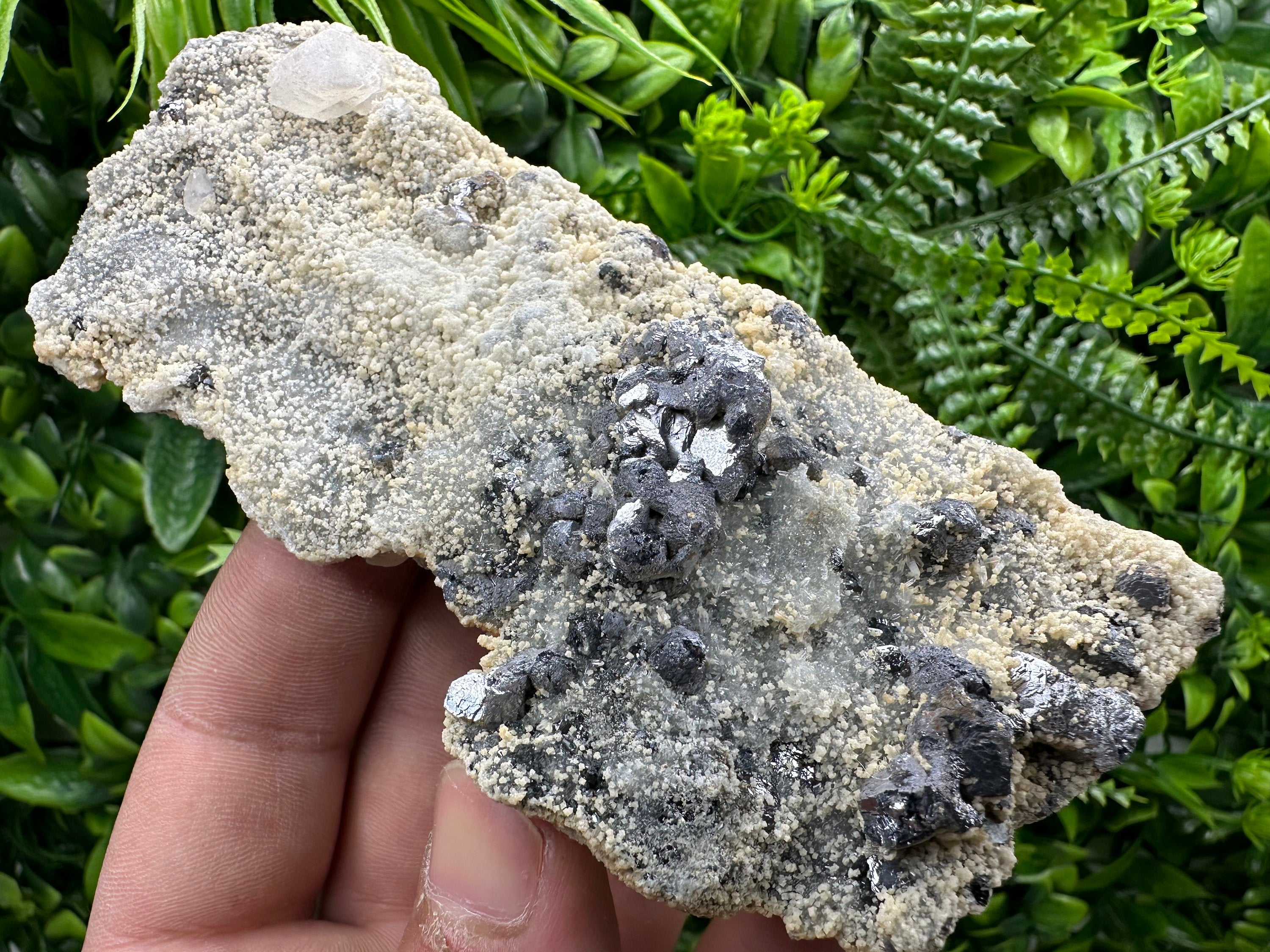 Galena Calcite Sphalerite on Quartz, Borieva Mine Mineral Specimen