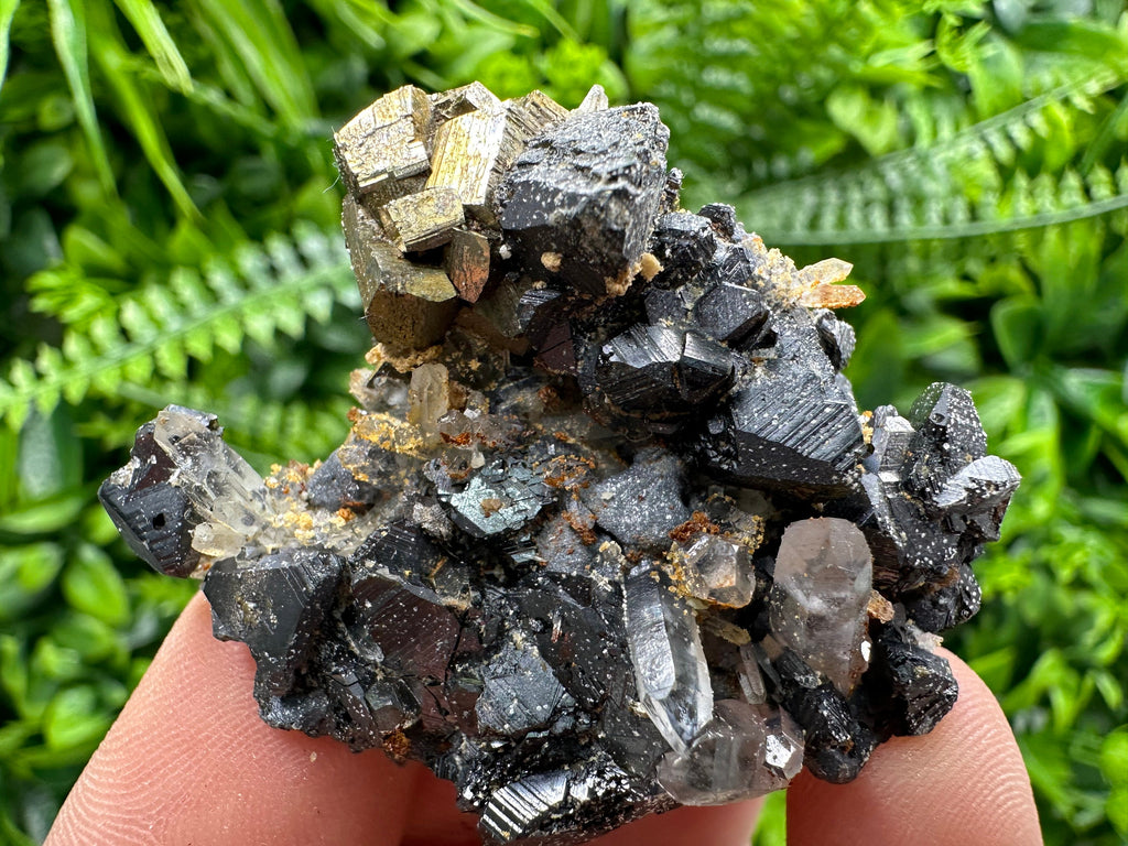 Rainbow Pyrite on Sphalerite with Quartz and Siderite, Collection Specimen