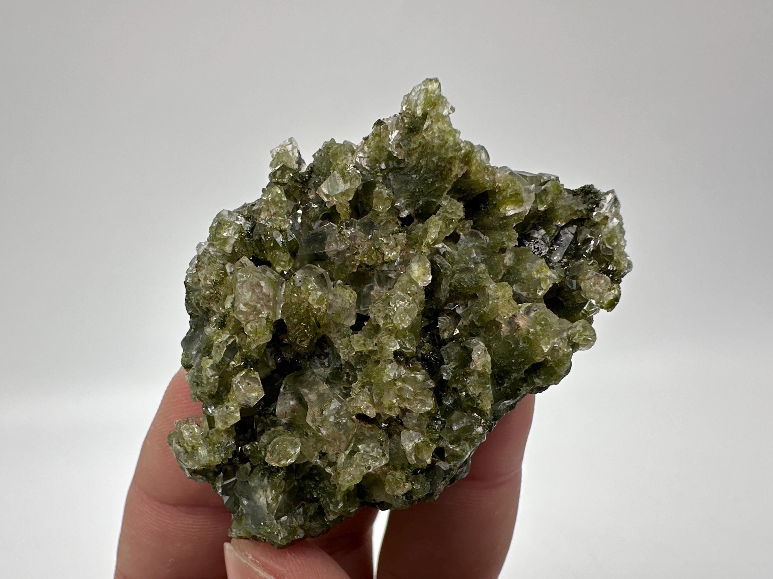 Rare Green Epidote with Quartz Crystals, Eastern Anatolian Mineral Specimen