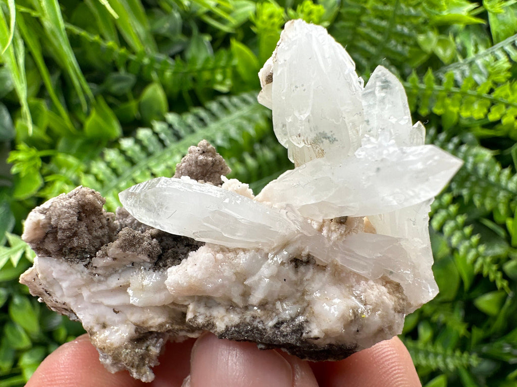 Quartz with Chlorite on Rhodochrosite and Siderite - Natural Crystal Decor