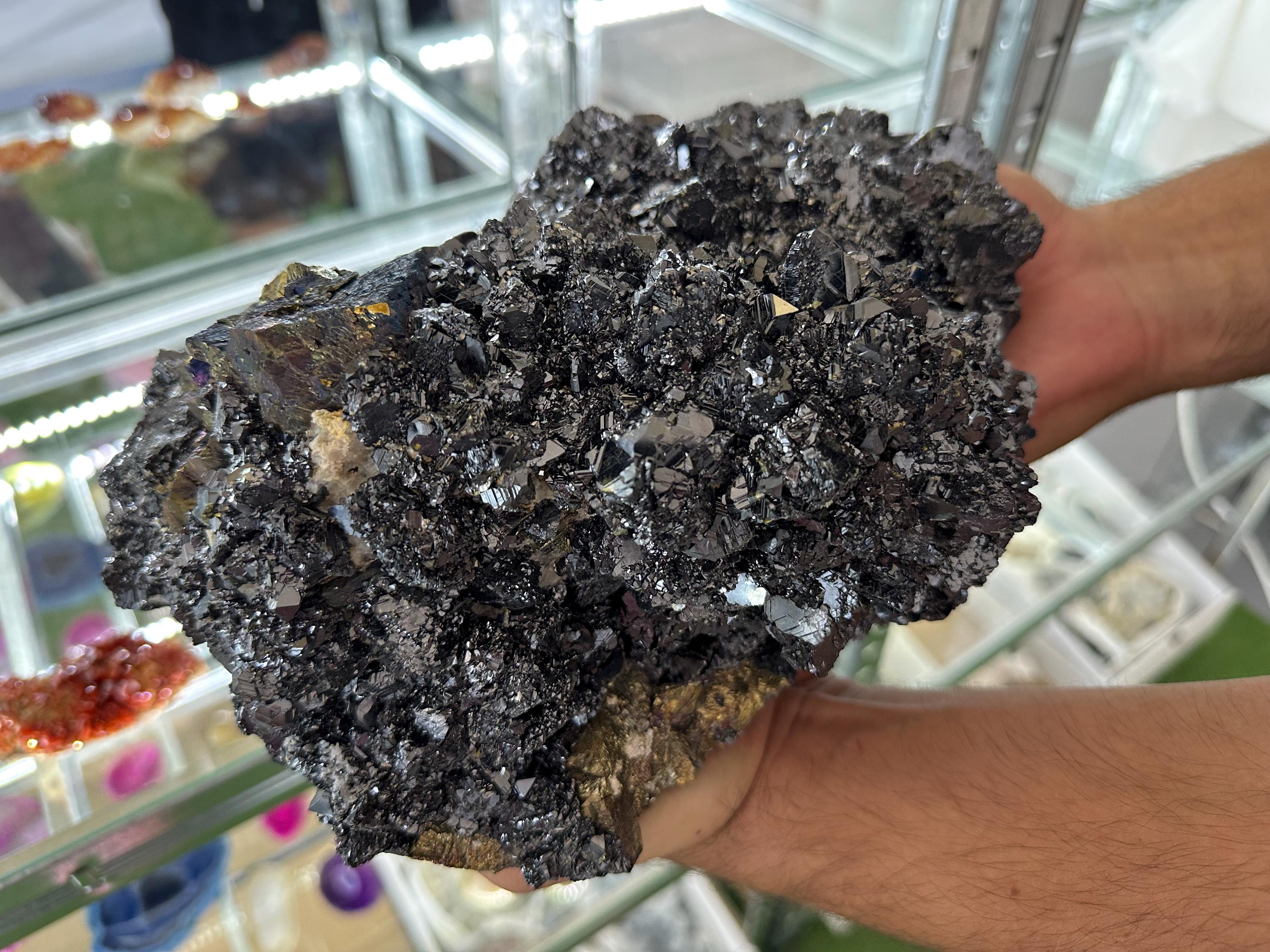 EXTRA LARGE,Incredible Black Sphalerite whit Chalcopyrite,Pyrite,Bornite,Covelline from Borieva mine,Madan,Bulgaria,collection specimen,gift
