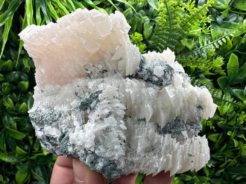 Calcite on Quartz Crystal: Borieva Mine, Bulgaria
