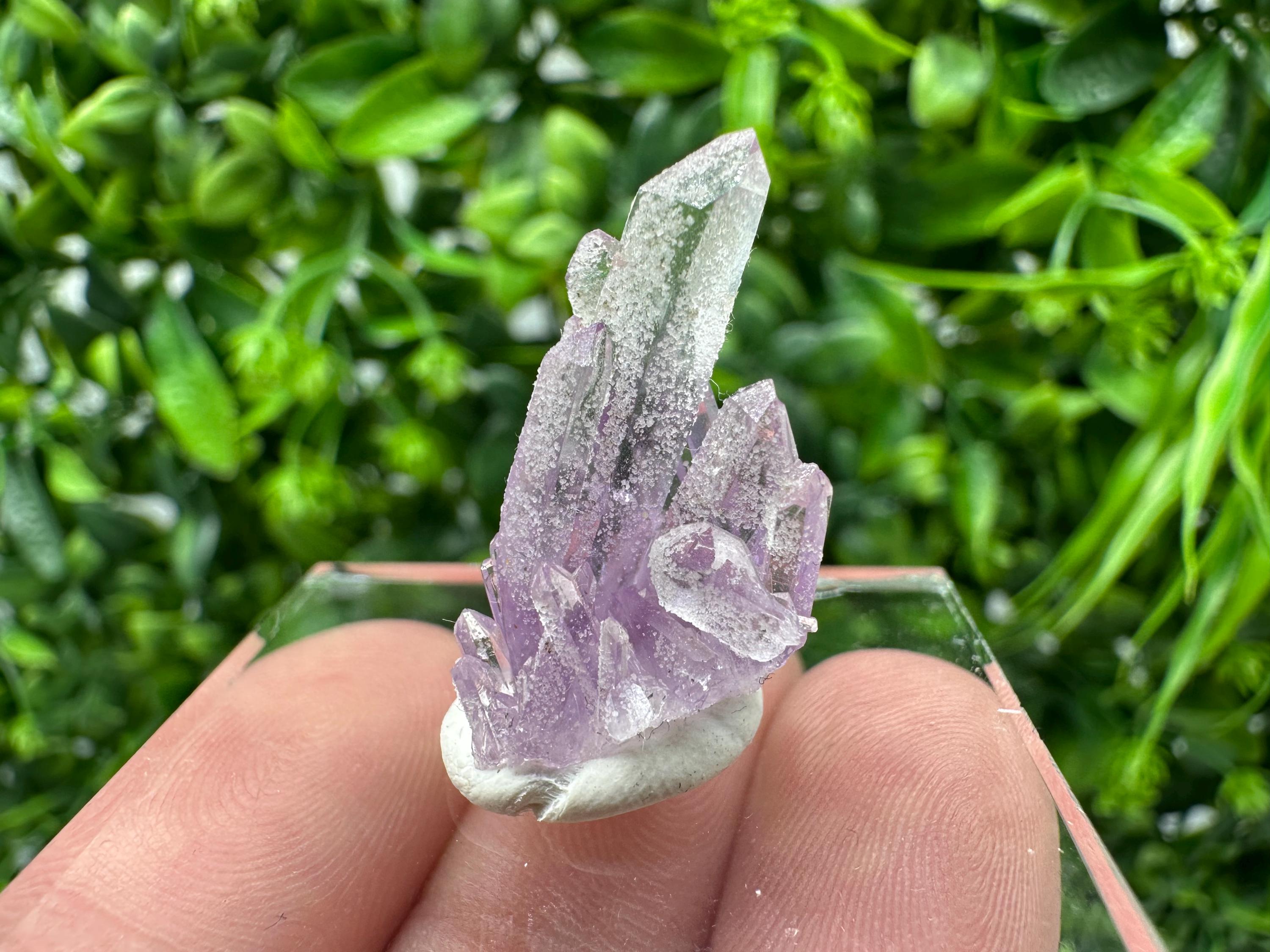 Phantom Amethyst Crystal with Cerussite, Bulgarian Mineral Specimen