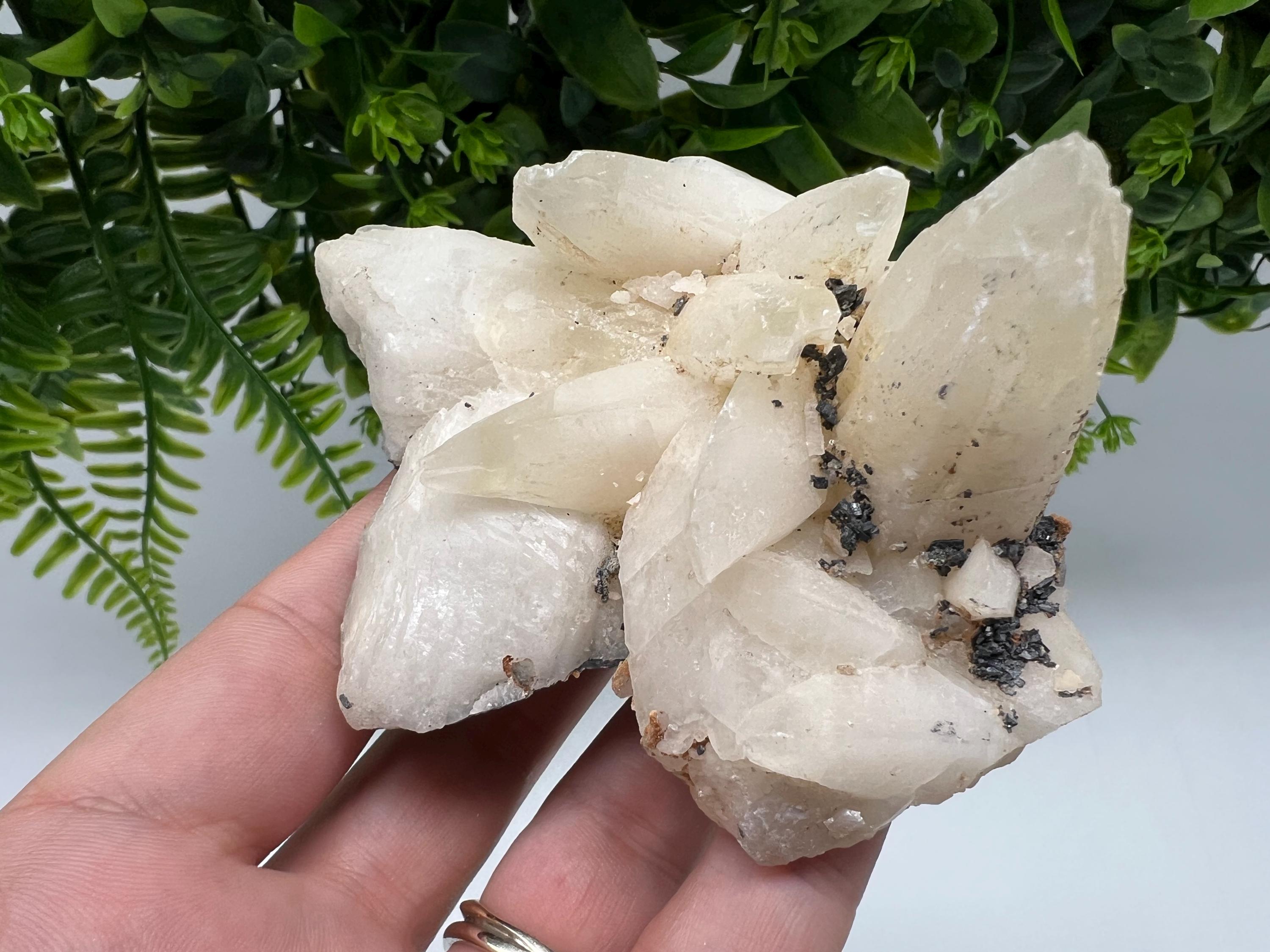 Calcite on Green Quartz: Rare Healing Crystal from Bulgaria