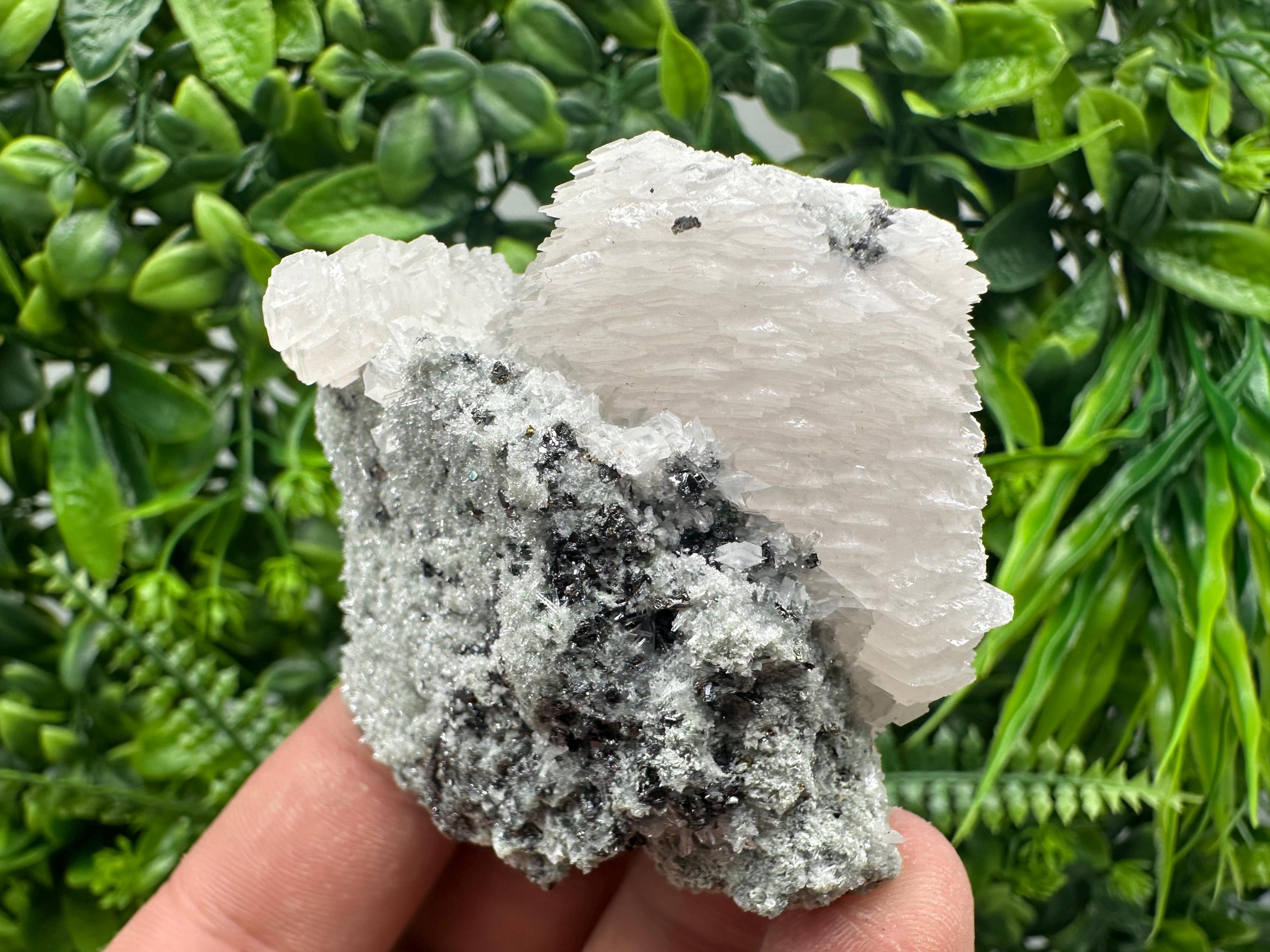 Calcite on Quartz with Sphalerite, Borieva Mine, Bulgaria