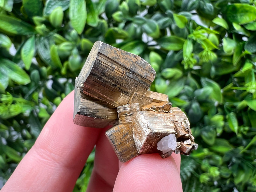 Rainbow Pyrite with Calcite, Natural Crystal Souvenir