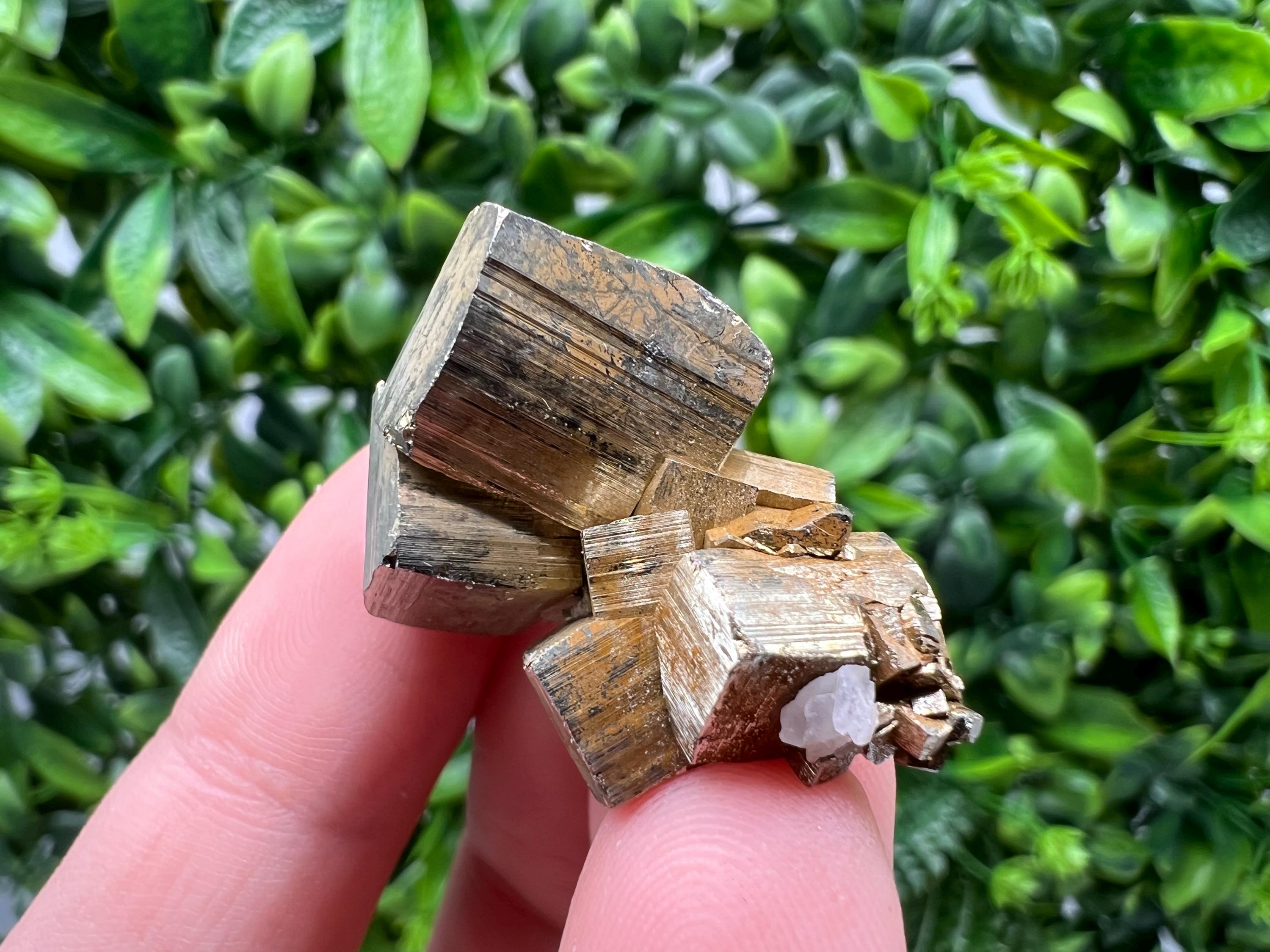 Rainbow Pyrite with Calcite, Natural Crystal Souvenir
