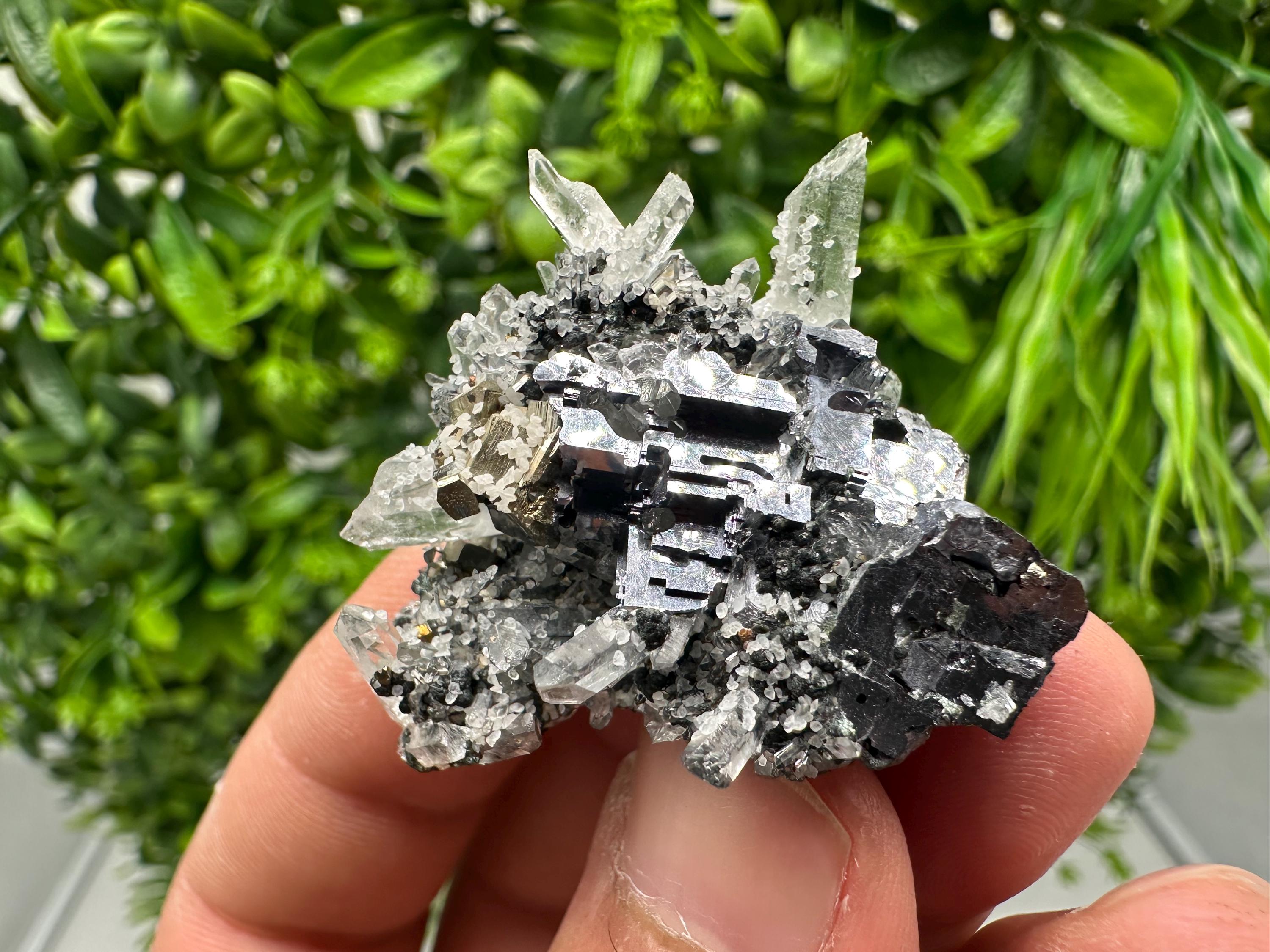 Galena Quartz Calcite Mineral Specimen, Bulgaria