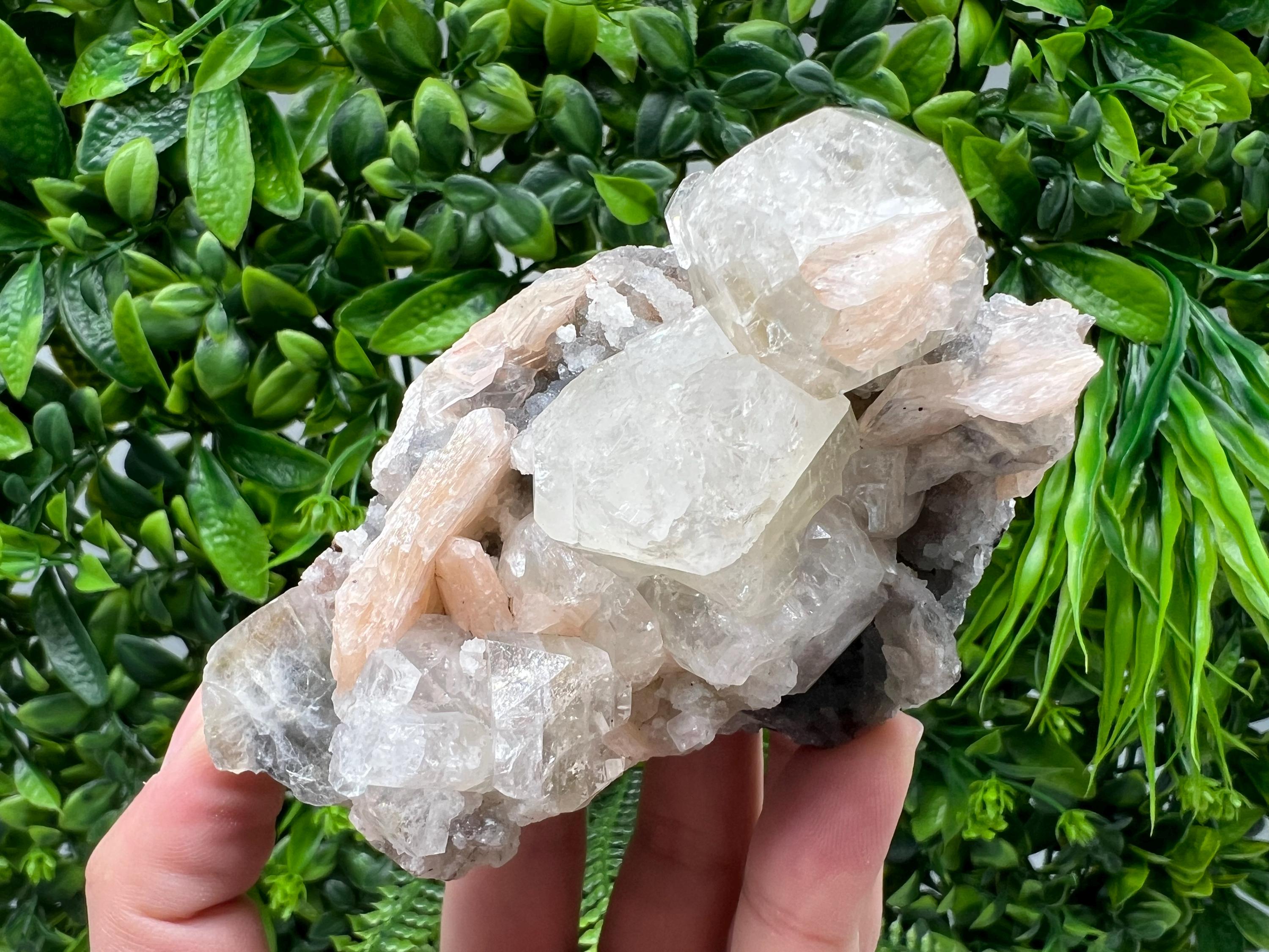 Apophyllite Stilbite on Chalcedony, Natural Crystal Specimen, India