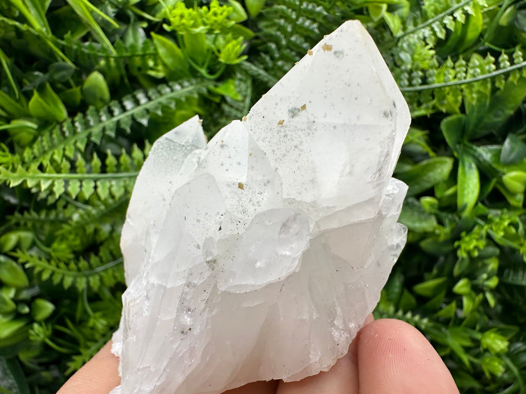 Quartz Cluster with Rhodochrosite and Chlorite Inclusions