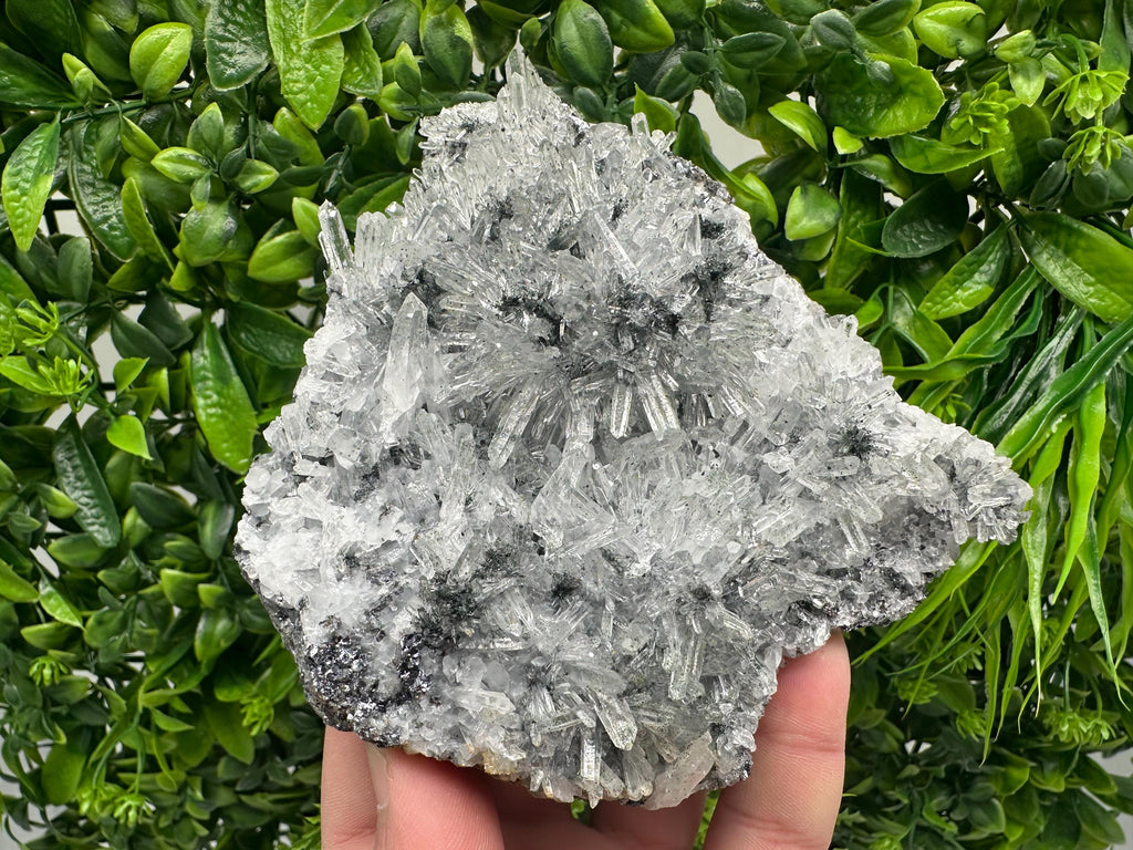 Quartz Cluster with Black Sphalerite, Home Decor Stone