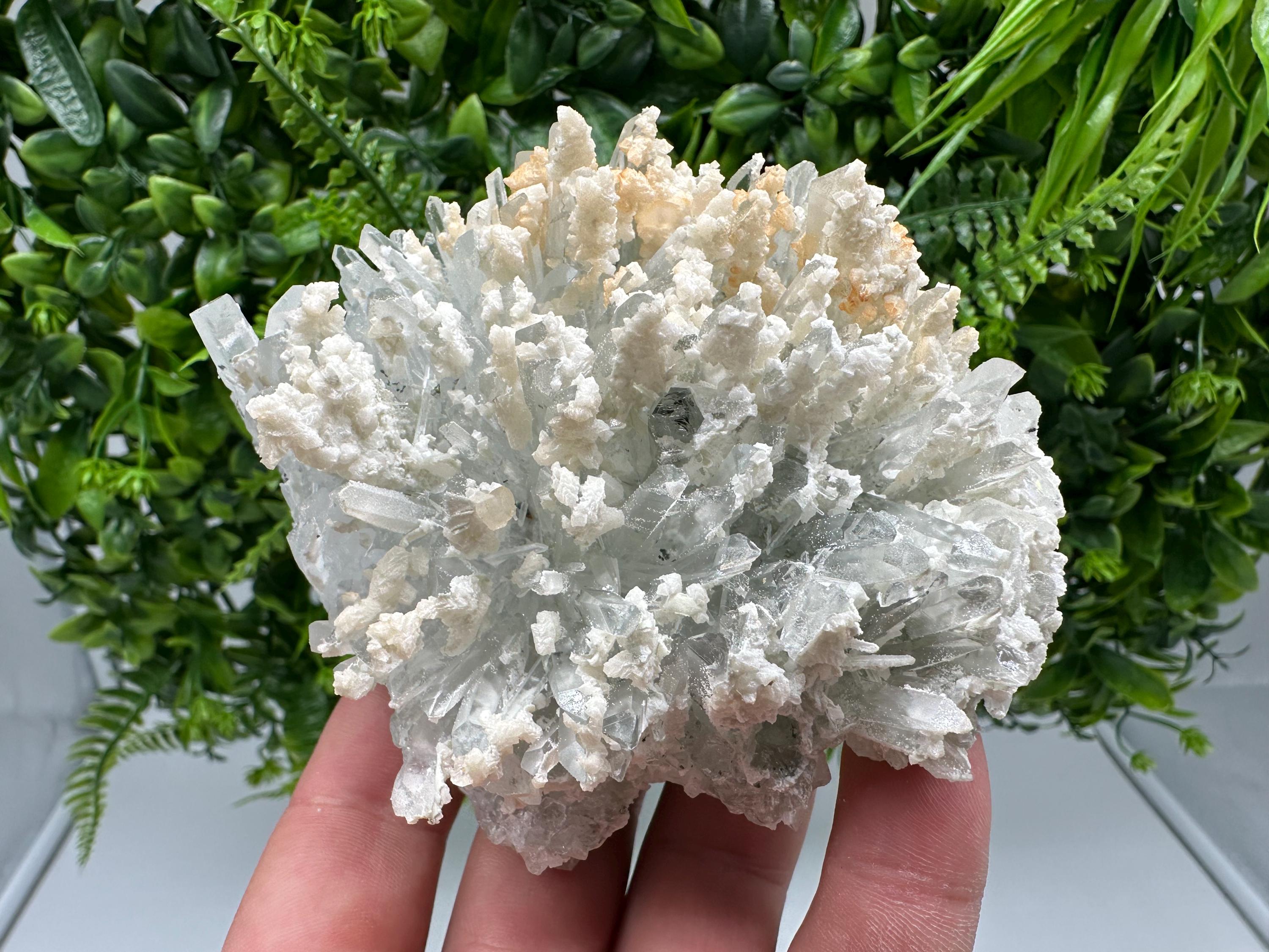 Quartz with Calcite Cluster: Krushev Dol Mine, Bulgaria