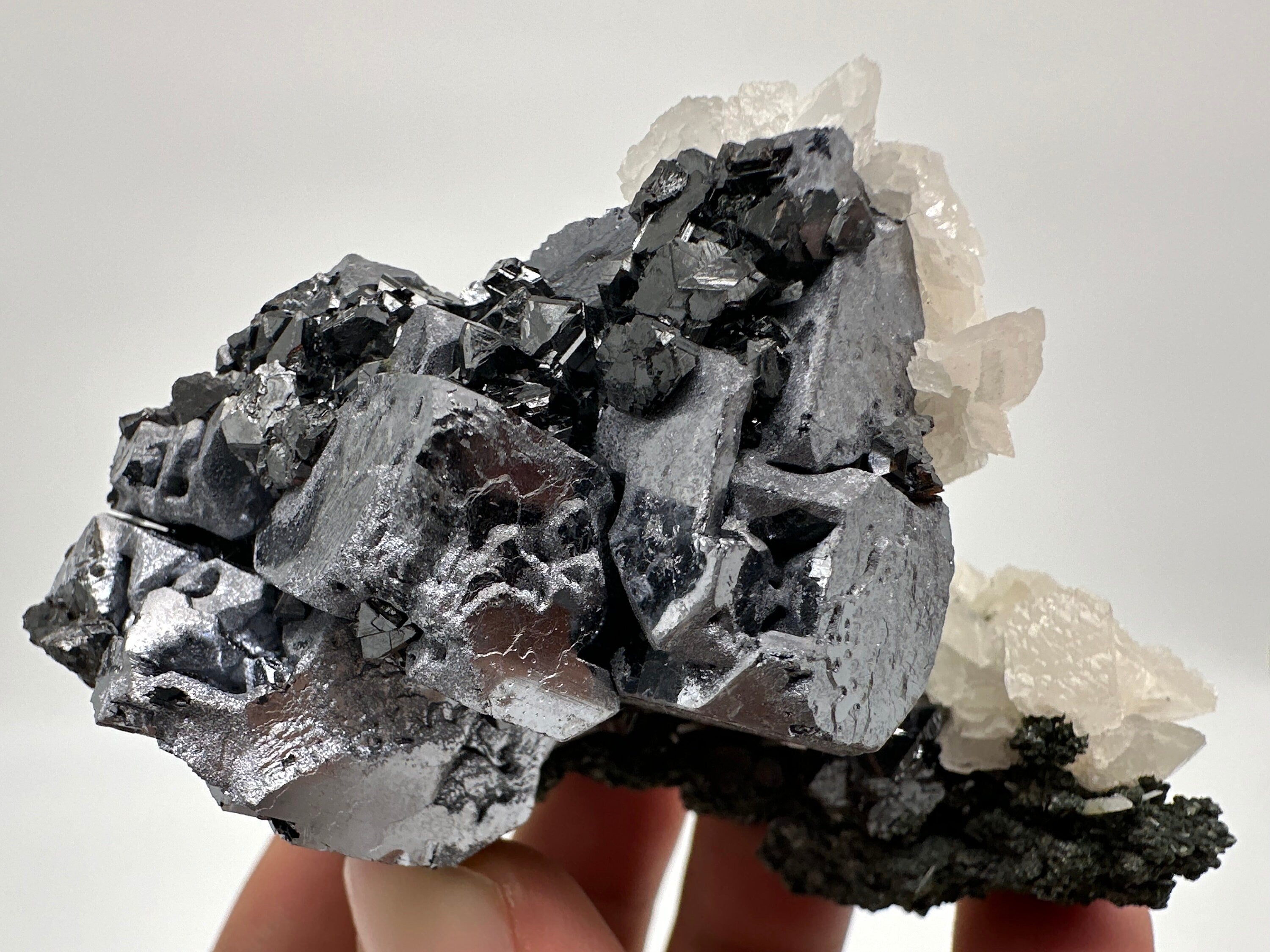 Mirror Galena, Calcite, Sphalerite on Quartz with Chlorite, Borieva Bulgaria